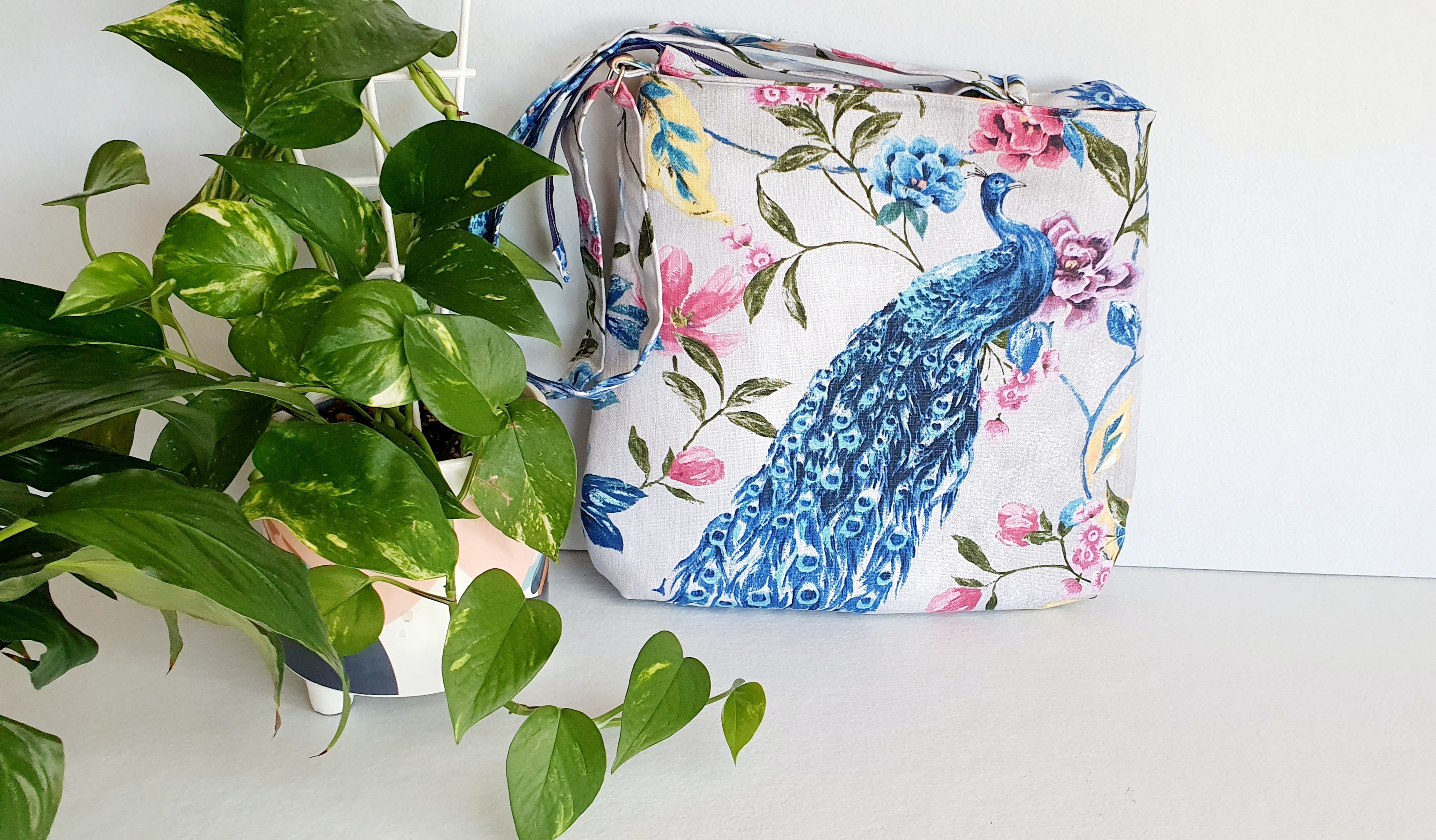 Handmade Peacock Bag /Shoulder or Cross body Bag with an adjustable strap