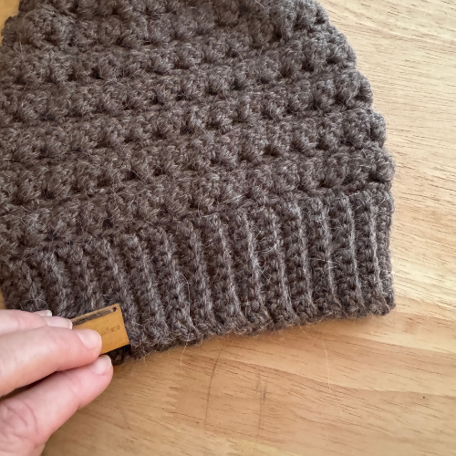 Chocolate Brown Adult Slouchy Beanie | Handmade Crochet Beanie with Faux Fur Pom Pom