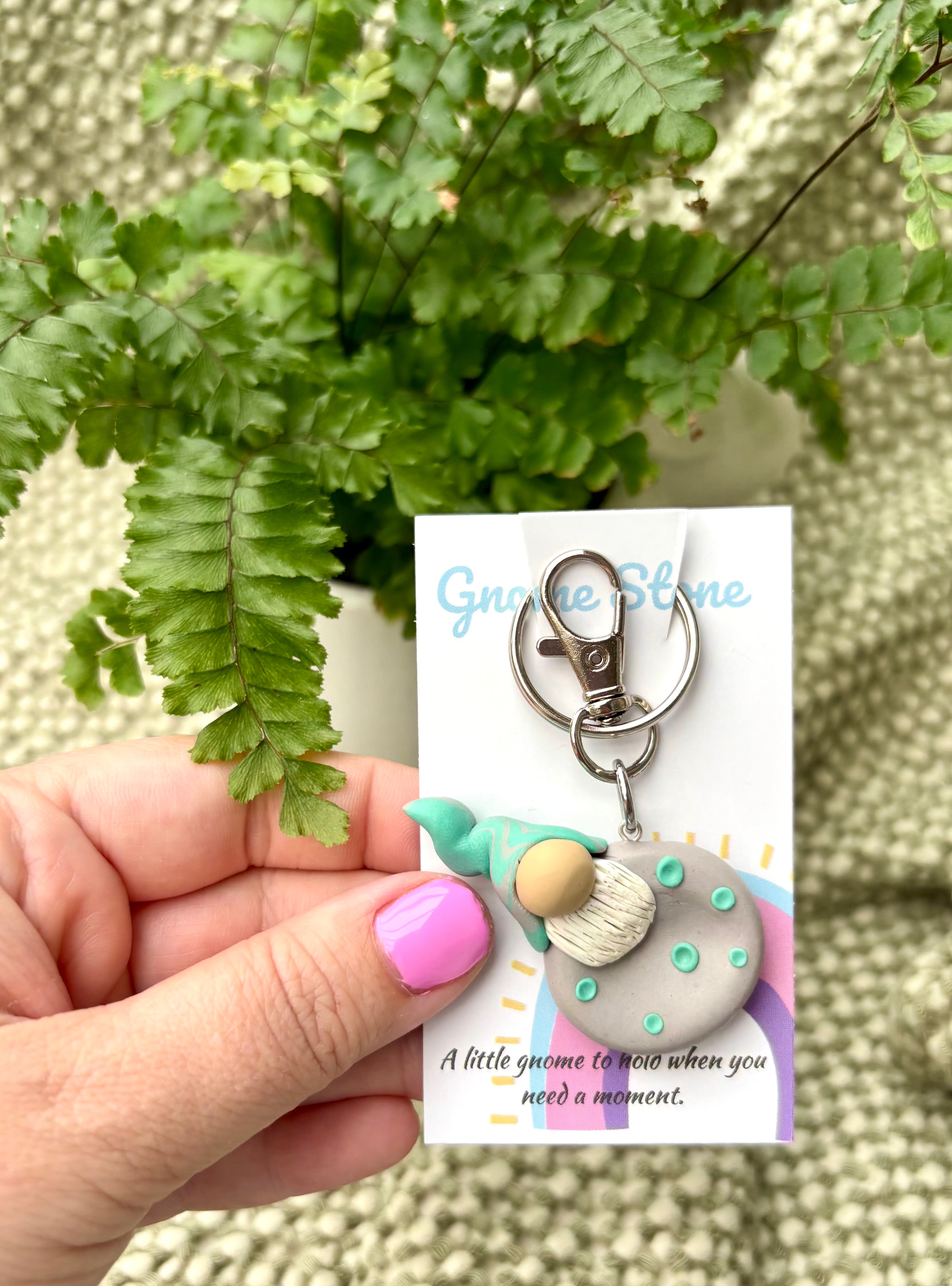 Gnome Stone - Grey and mint