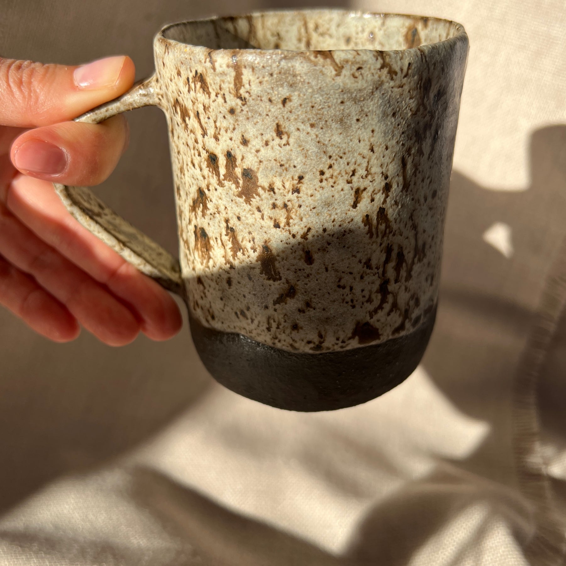 Handmade Rustic Ceramic Mug – Winter Woods Collection, Stoneware Coffee Cup, Earthy Pottery