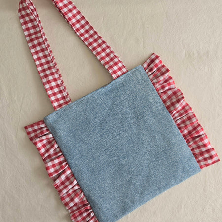 Upcycled Denim Handbag | Repurposed Skirt & Vintage Apron