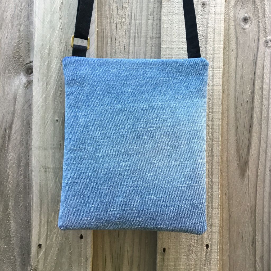 Upcycled Denim Cross Body Bag - Blue Stripes