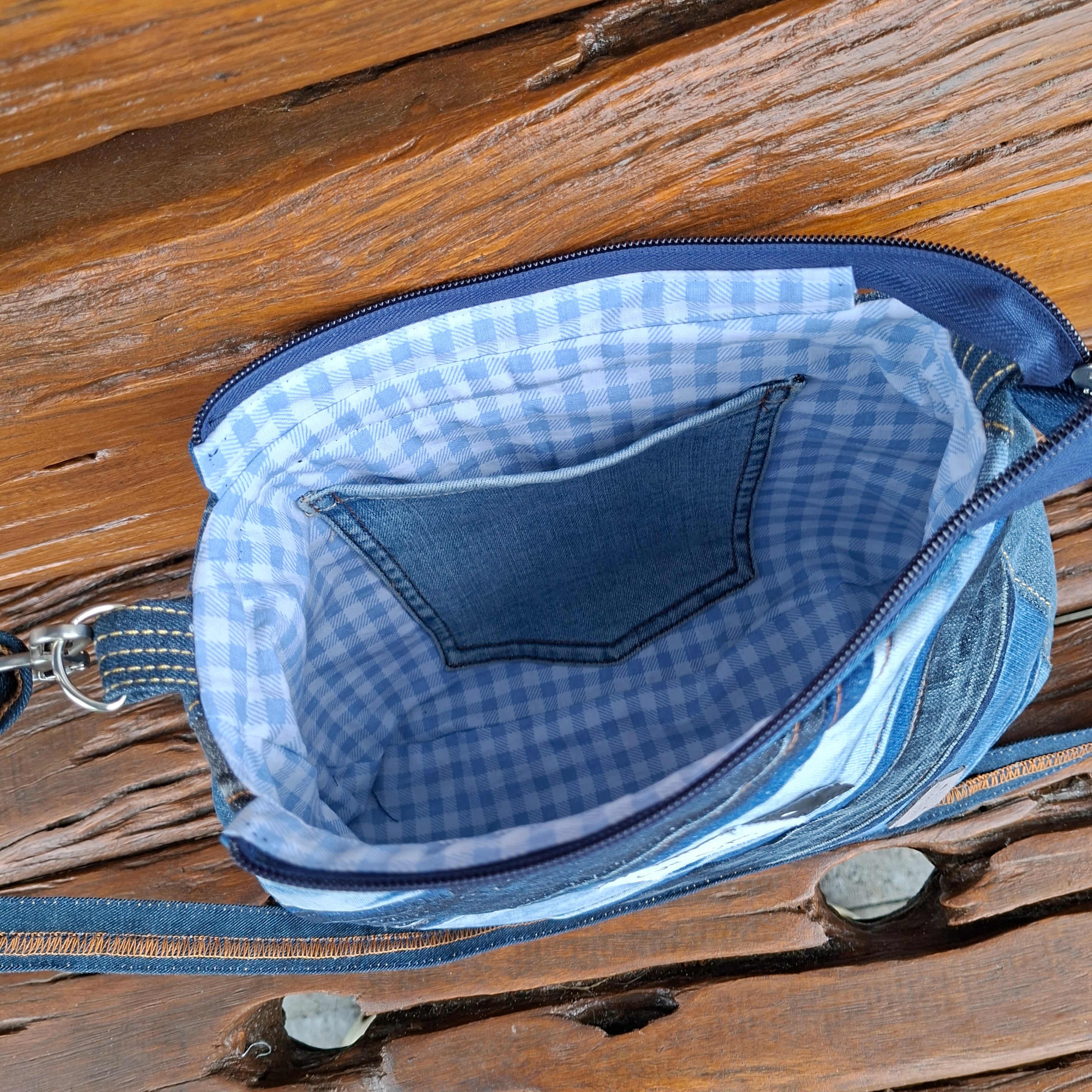 Recycled Calvin Klein Blue Denim Shoulder Bag