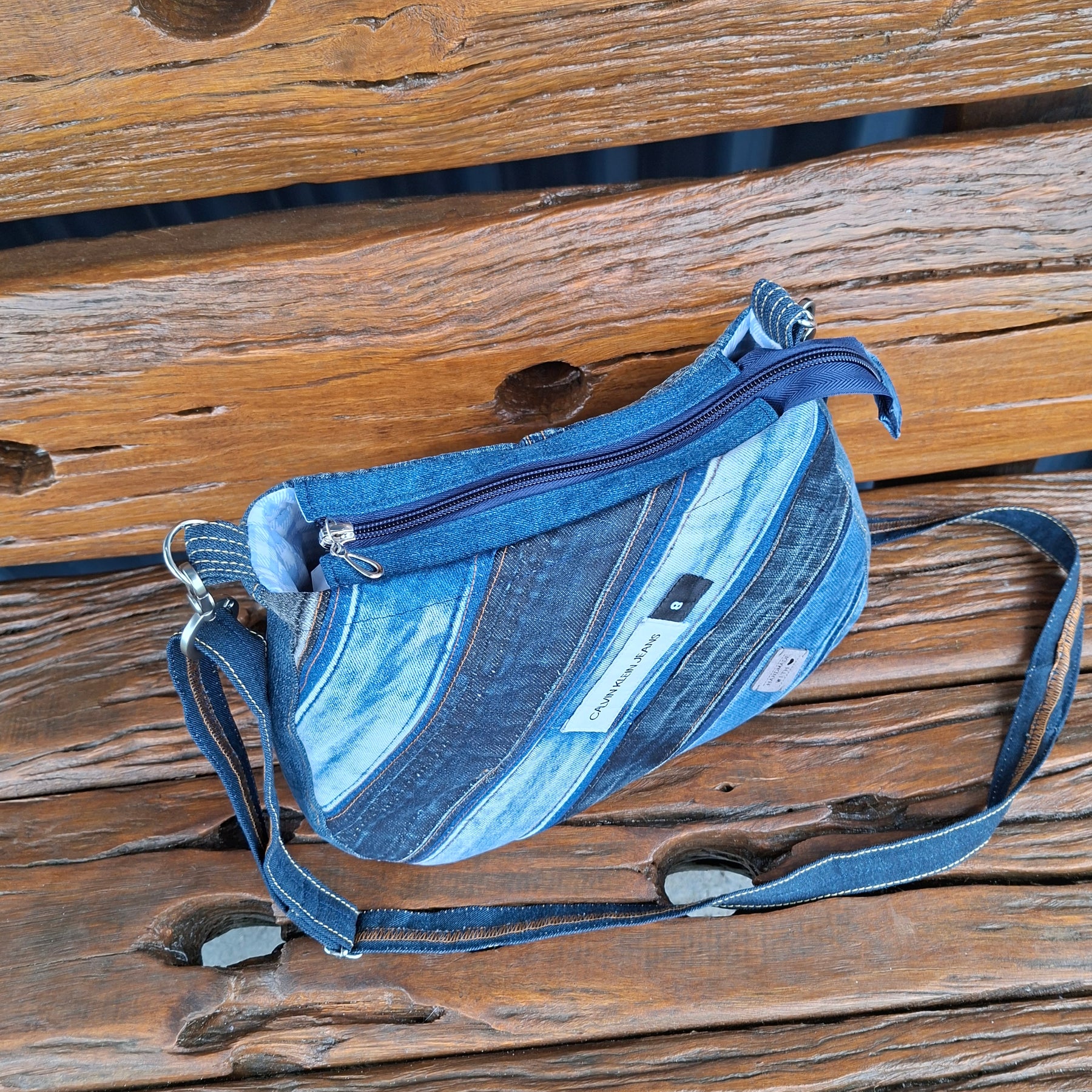 Recycled Calvin Klein Blue Denim Shoulder Bag