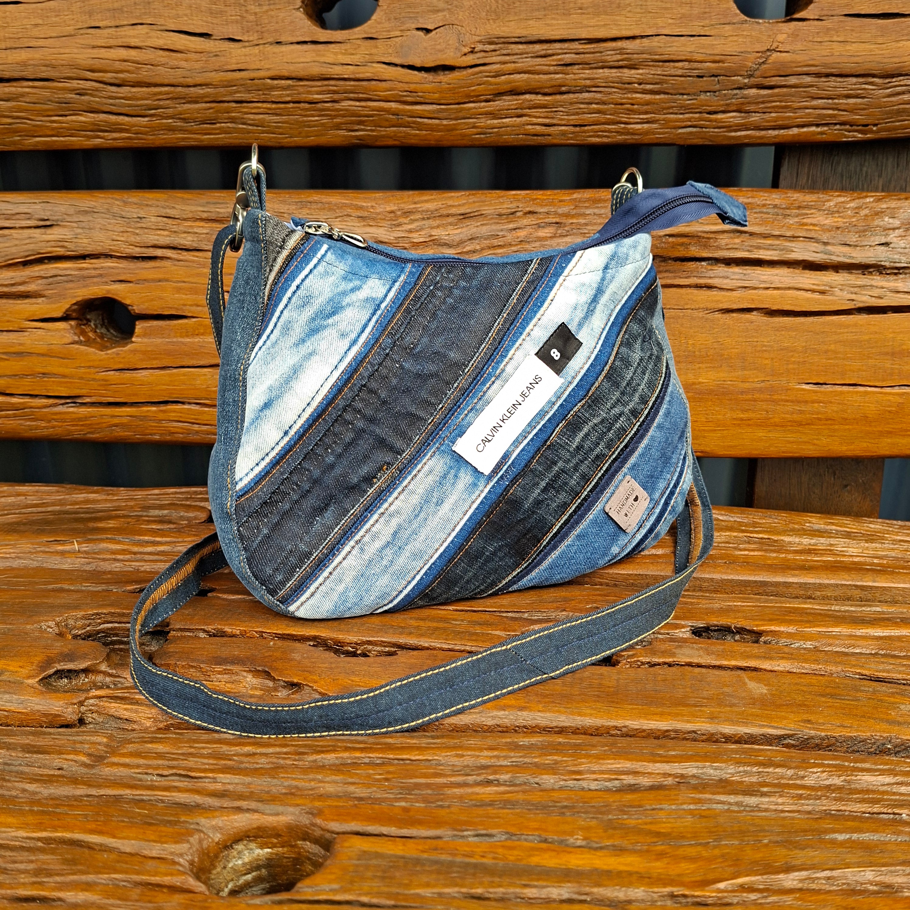 Recycled Calvin Klein Blue Denim Shoulder Bag