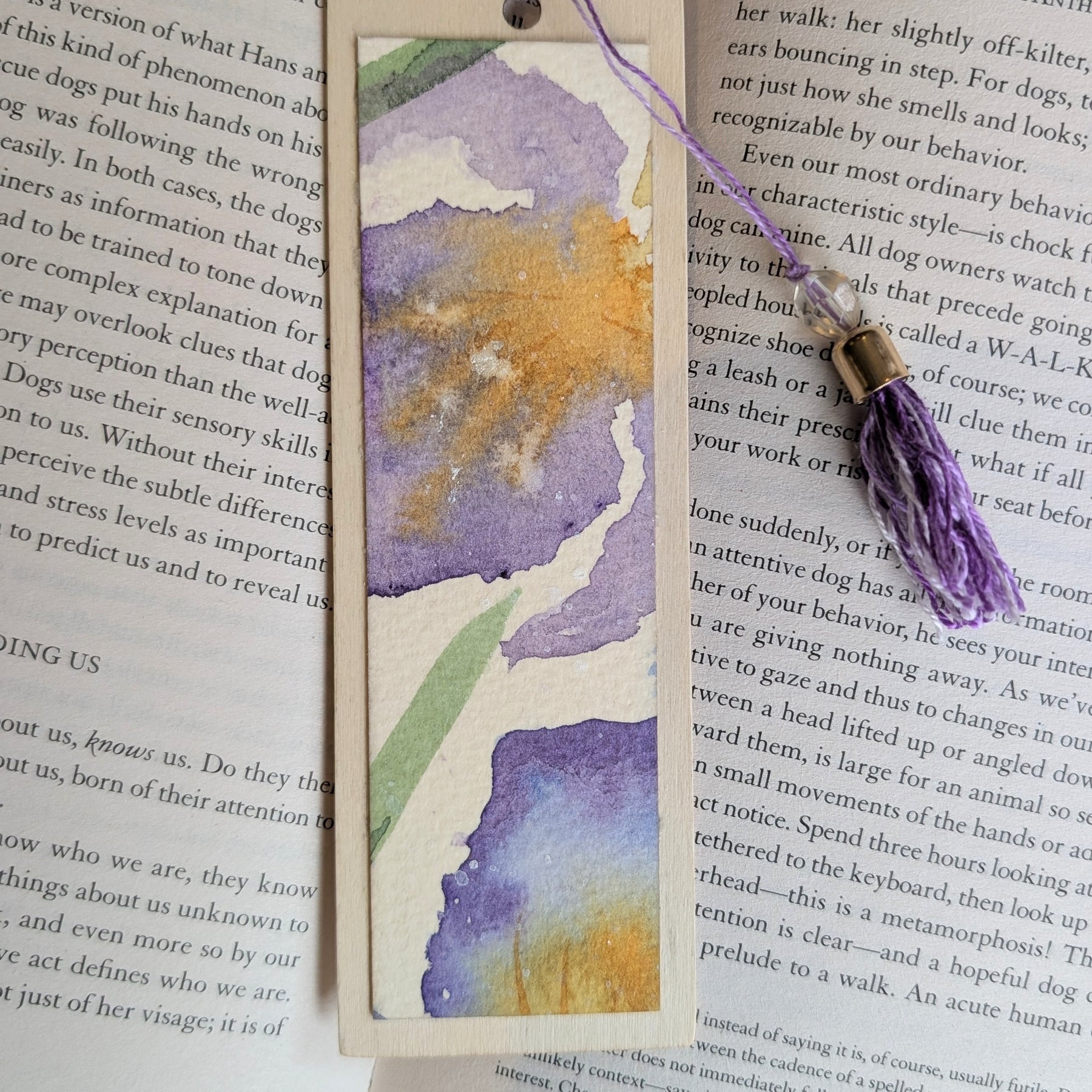 Handmade Watercolour Iris Bookmark | Framed Mini Artwork for Book Lovers