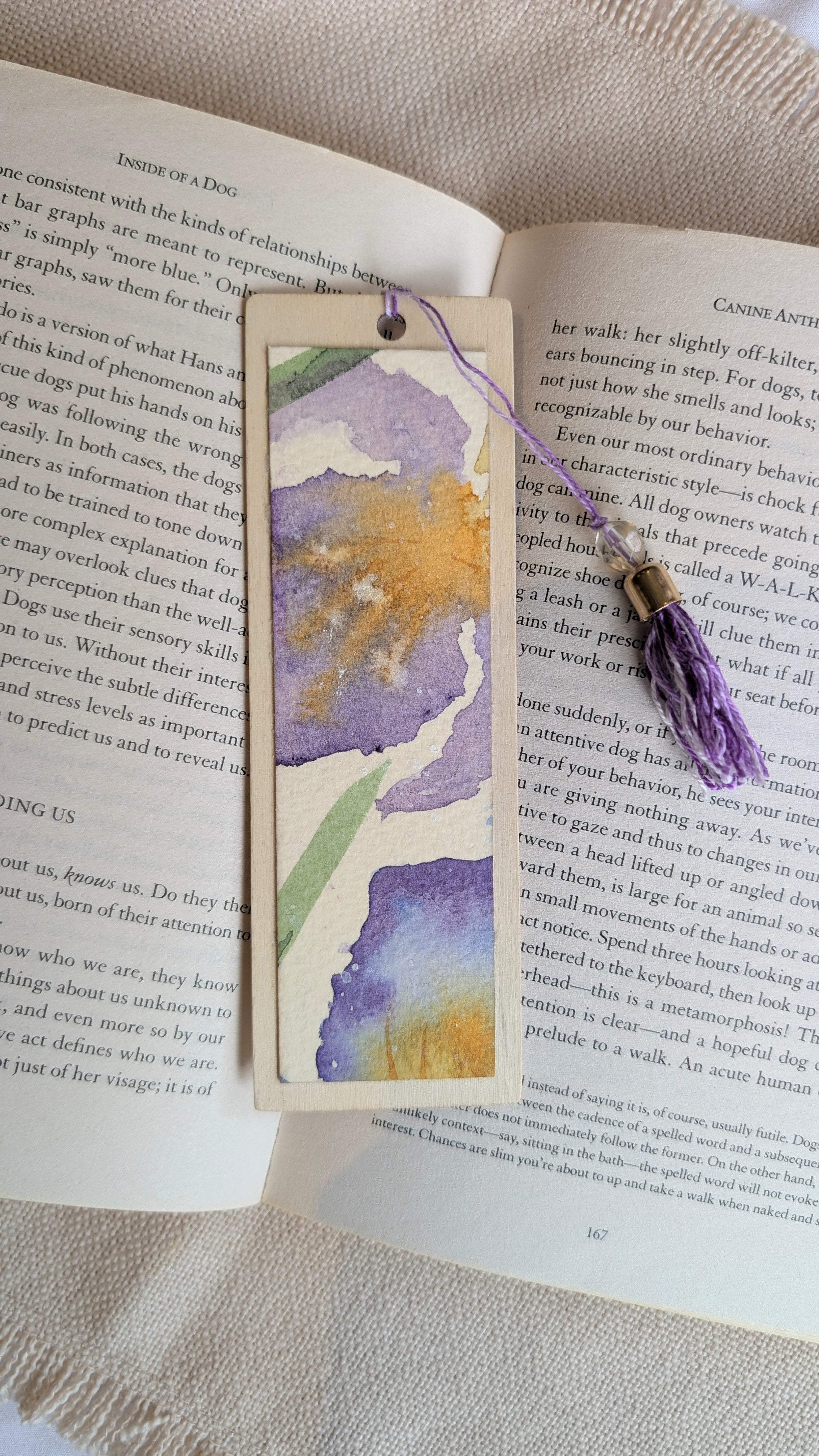 Handmade Watercolour Iris Bookmark | Framed Mini Artwork for Book Lovers