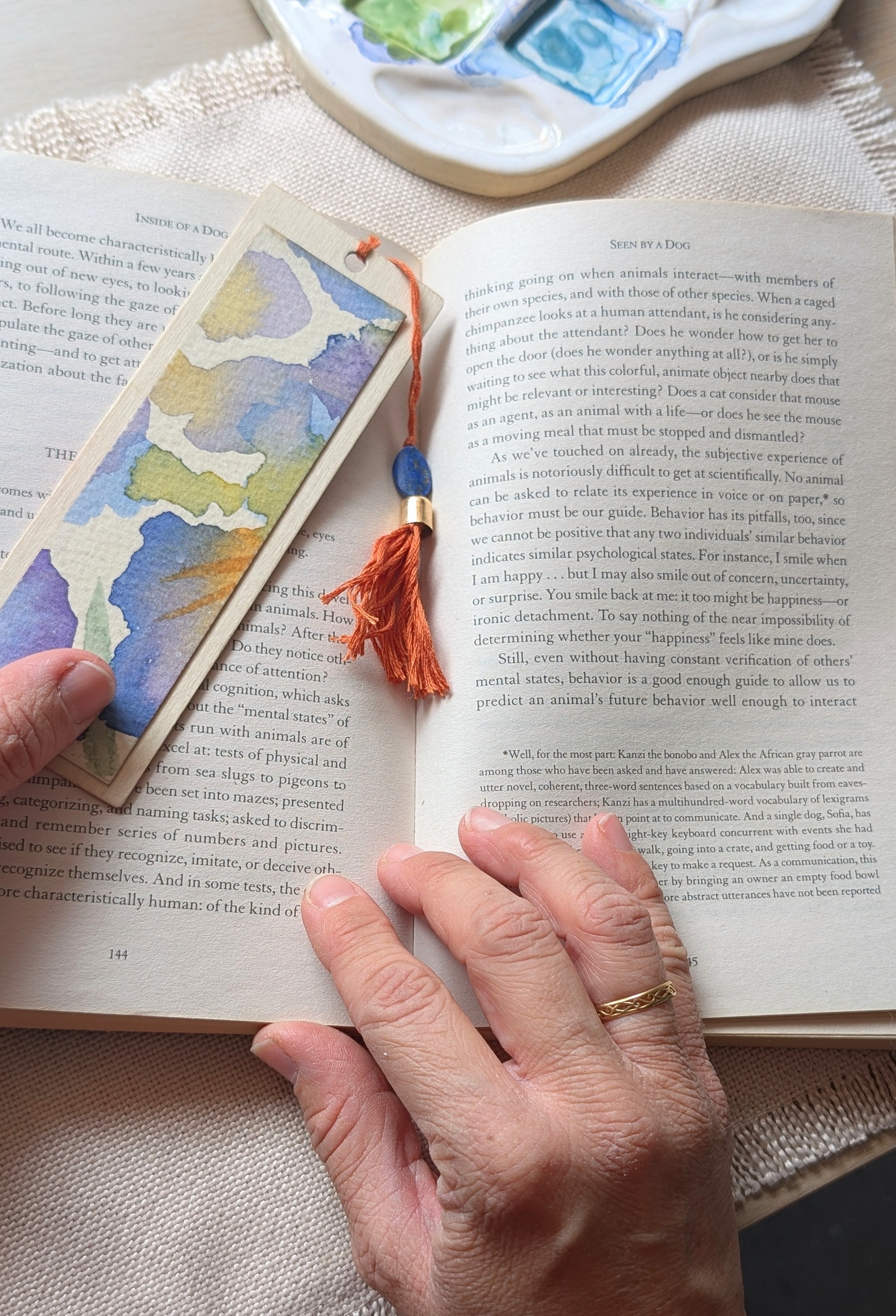 Handmade Watercolour Iris Bookmark | Framed Mini Artwork for Book Lovers