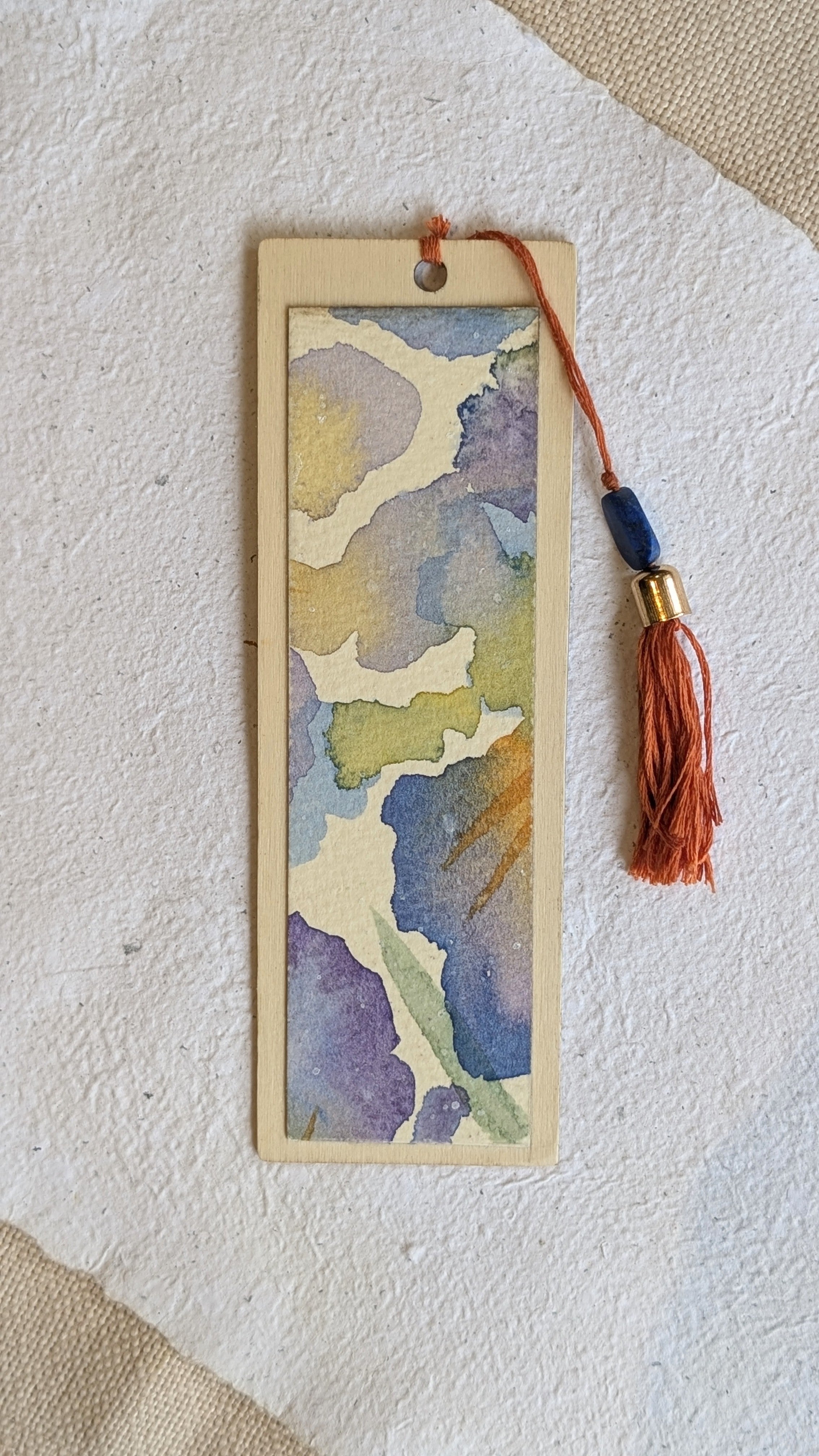 Handmade Watercolour Iris Bookmark | Framed Mini Artwork for Book Lovers