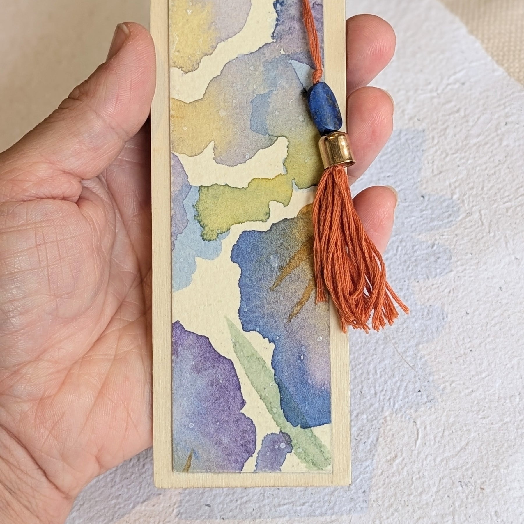 Handmade Watercolour Iris Bookmark | Framed Mini Artwork for Book Lovers
