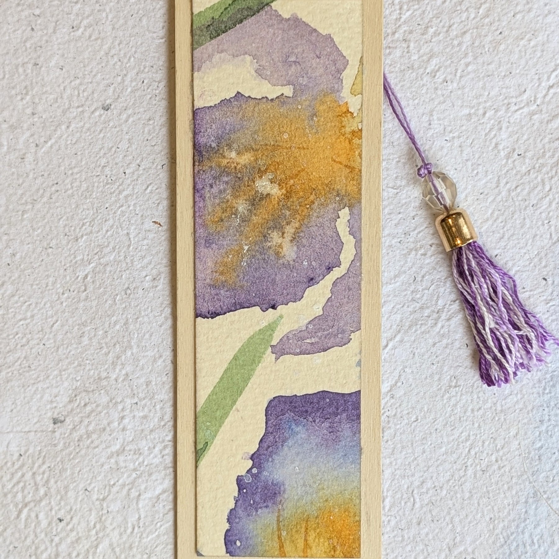 Handmade Watercolour Iris Bookmark | Framed Mini Artwork for Book Lovers