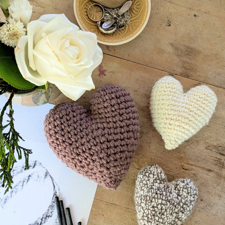 'Love is Love' Heart Natural Colours Textured Crochet