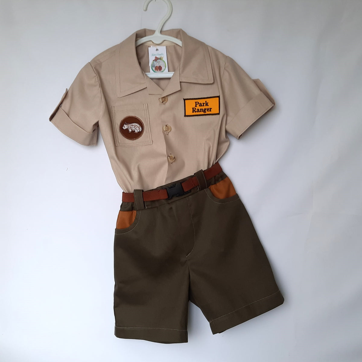 Kids Wombat Park Ranger Outfit: Shirt, Shorts & Belt - Sizes 1 - 6