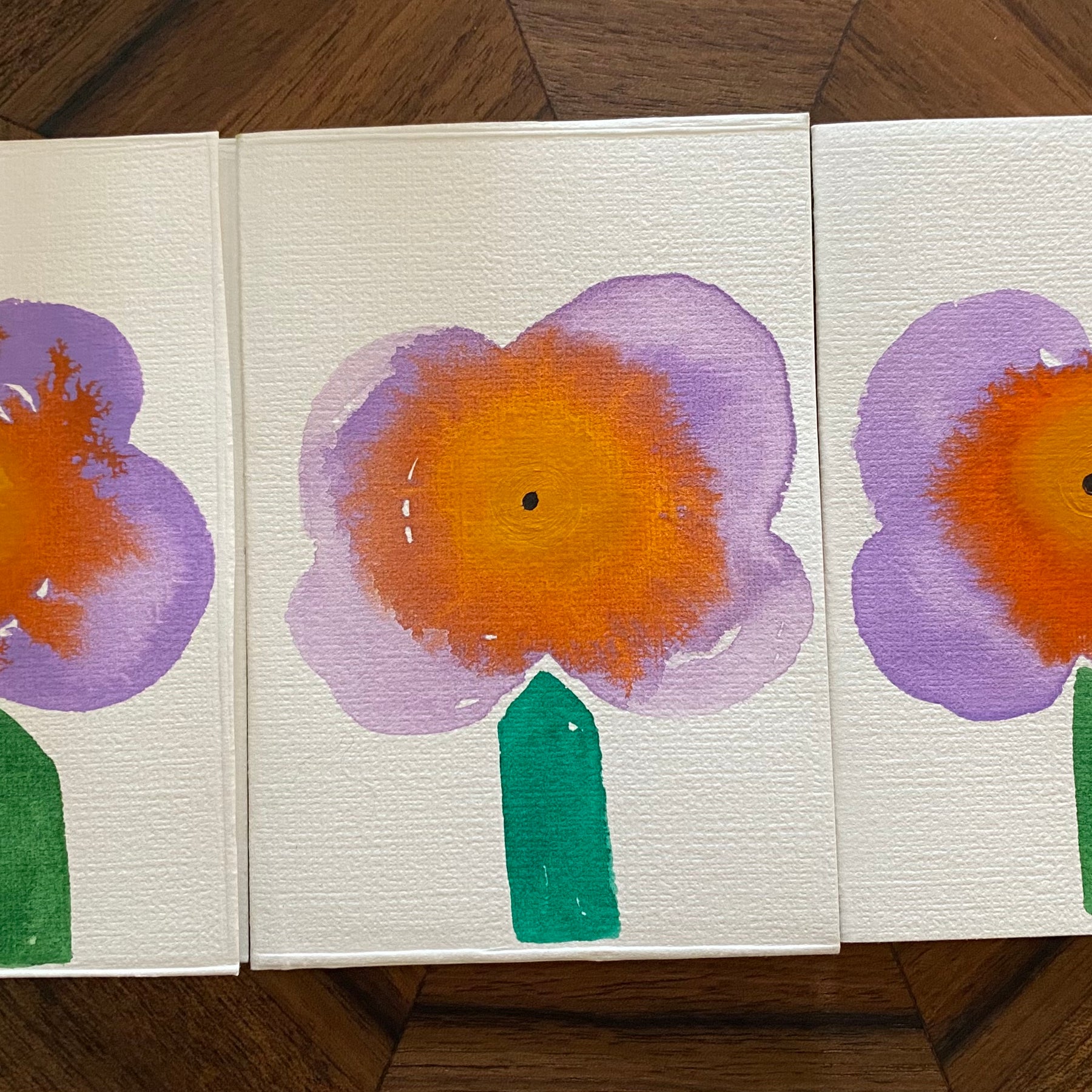 Set of Six Hand Painted Watercolour Cards | Handmade Unique Blank Flower Cards