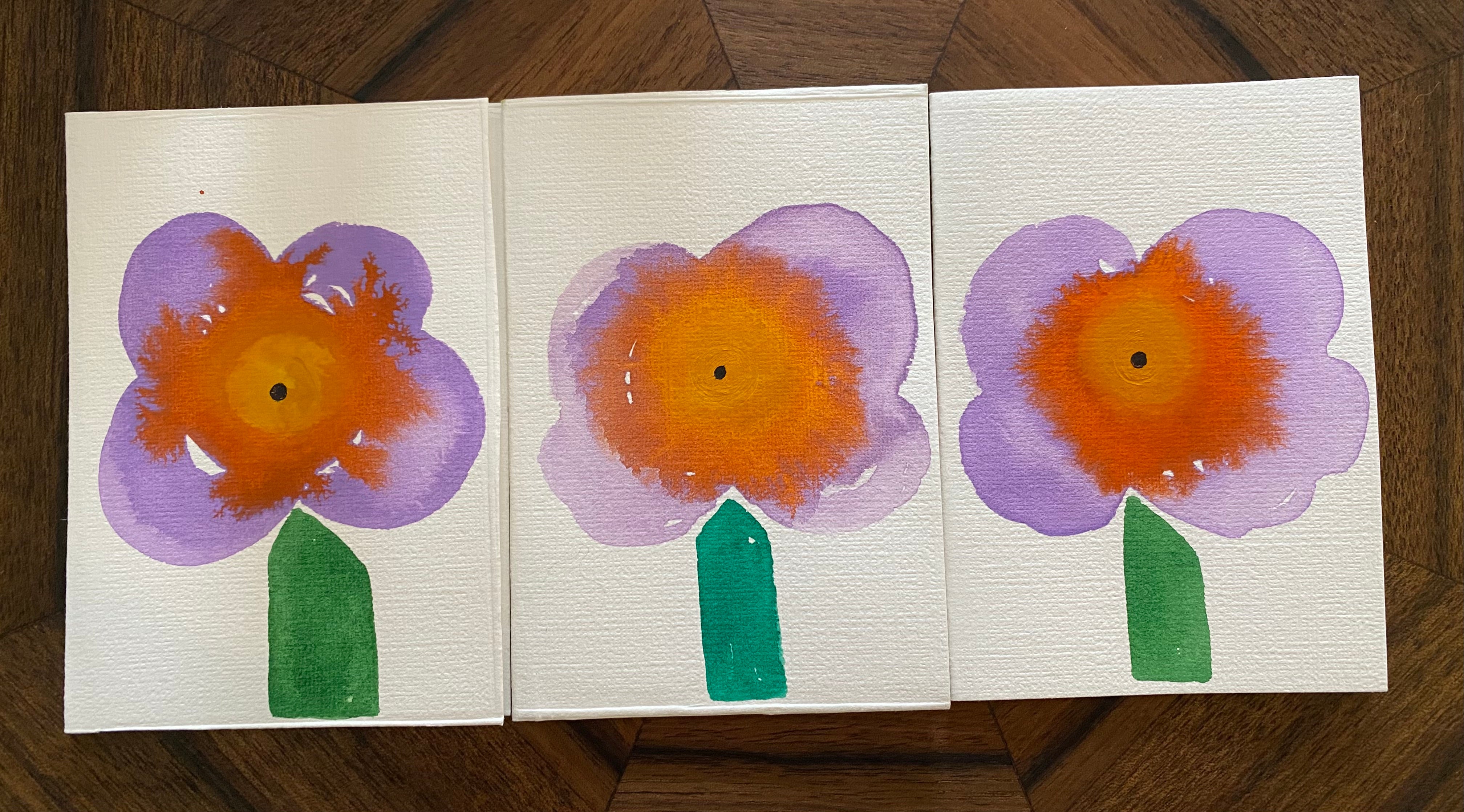 Set of Six Hand Painted Watercolour Cards | Handmade Unique Blank Flower Cards