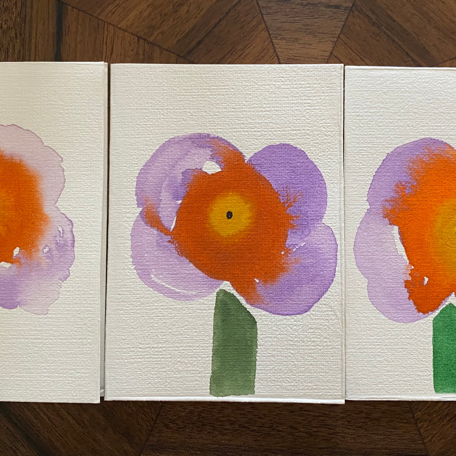 Set of Six Hand Painted Watercolour Cards | Handmade Unique Blank Flower Cards