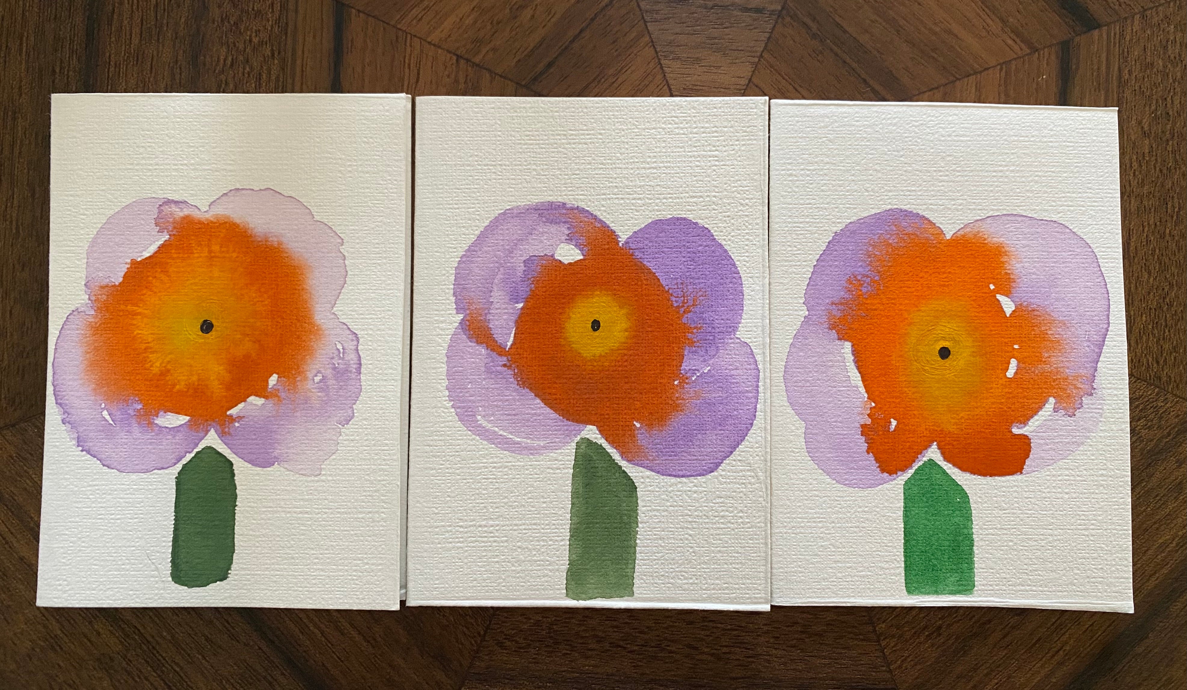 Set of Six Hand Painted Watercolour Cards | Handmade Unique Blank Flower Cards