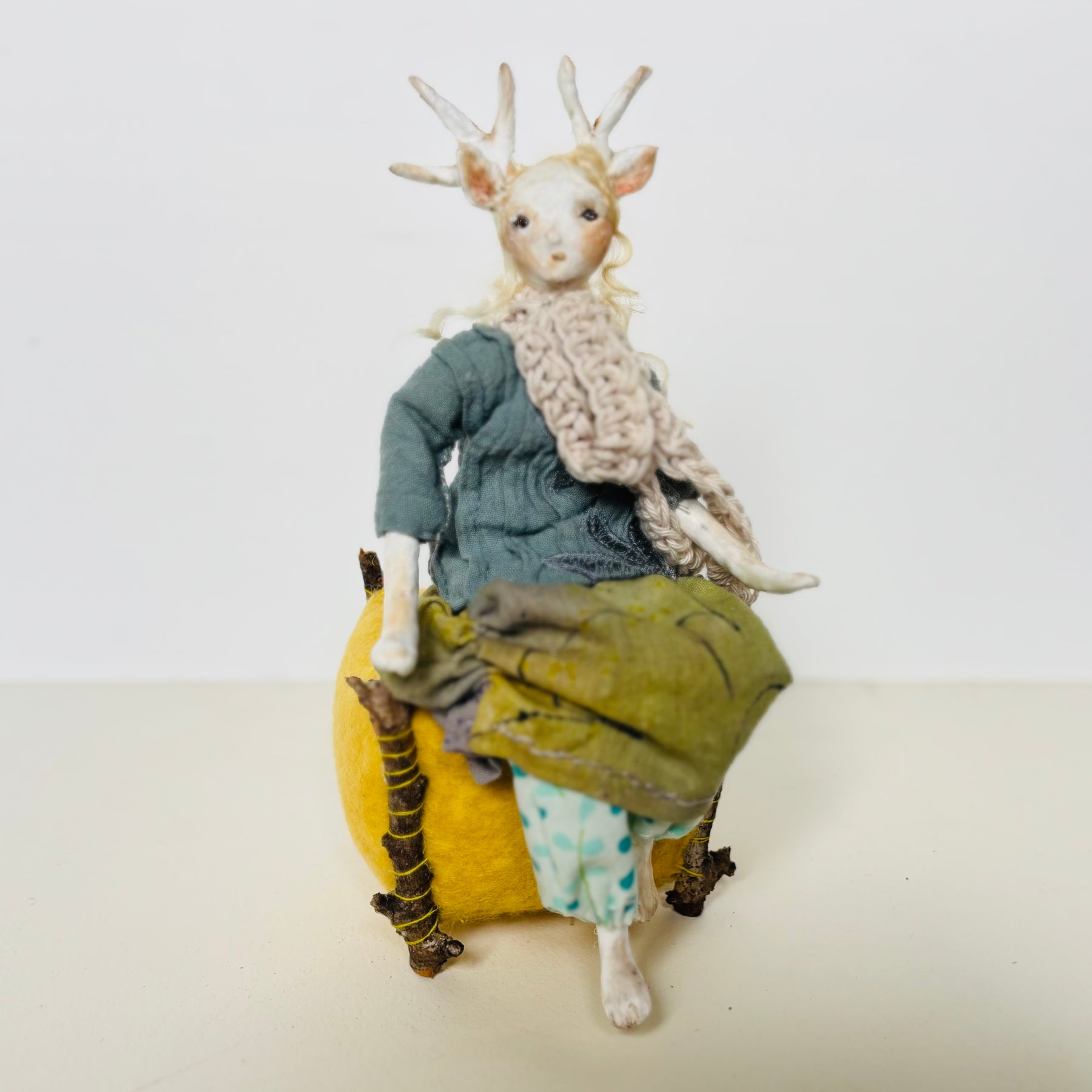 Art doll deer girl woodland creature collectable
