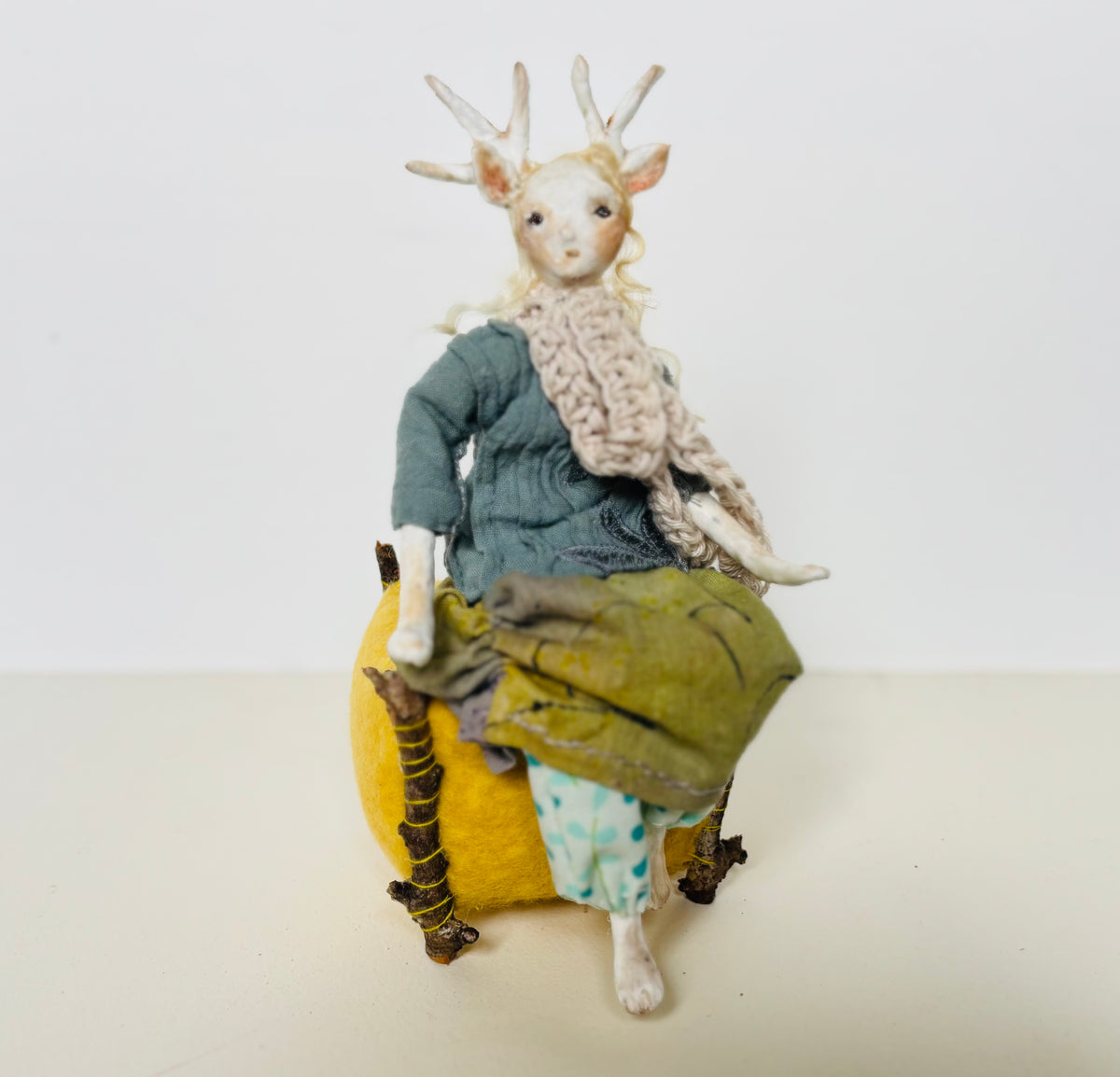 Art doll deer girl woodland creature collectable