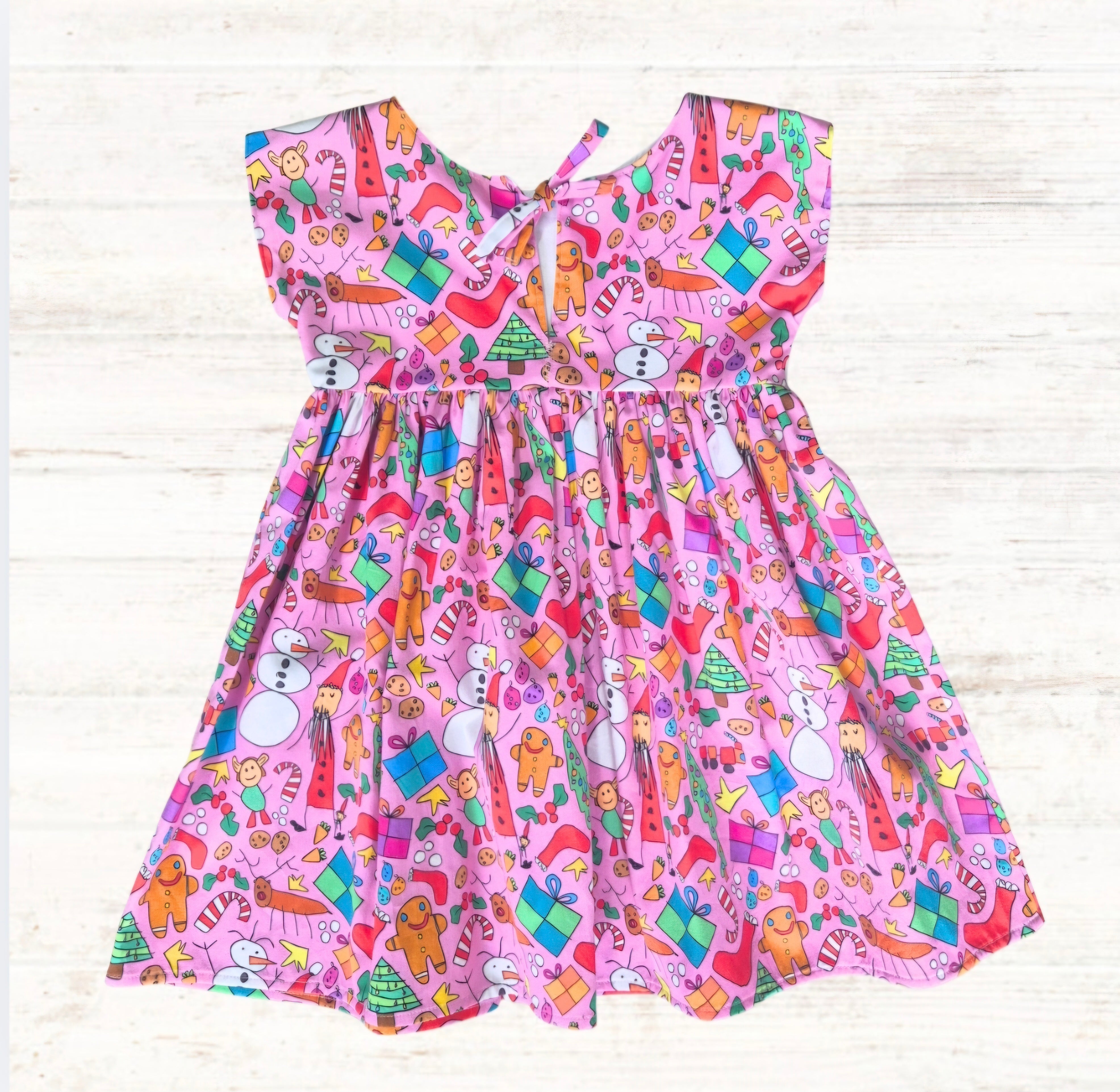 Kids Pink Christmas Ava Dress Sizes 5 & 8 - Ready To Ship!