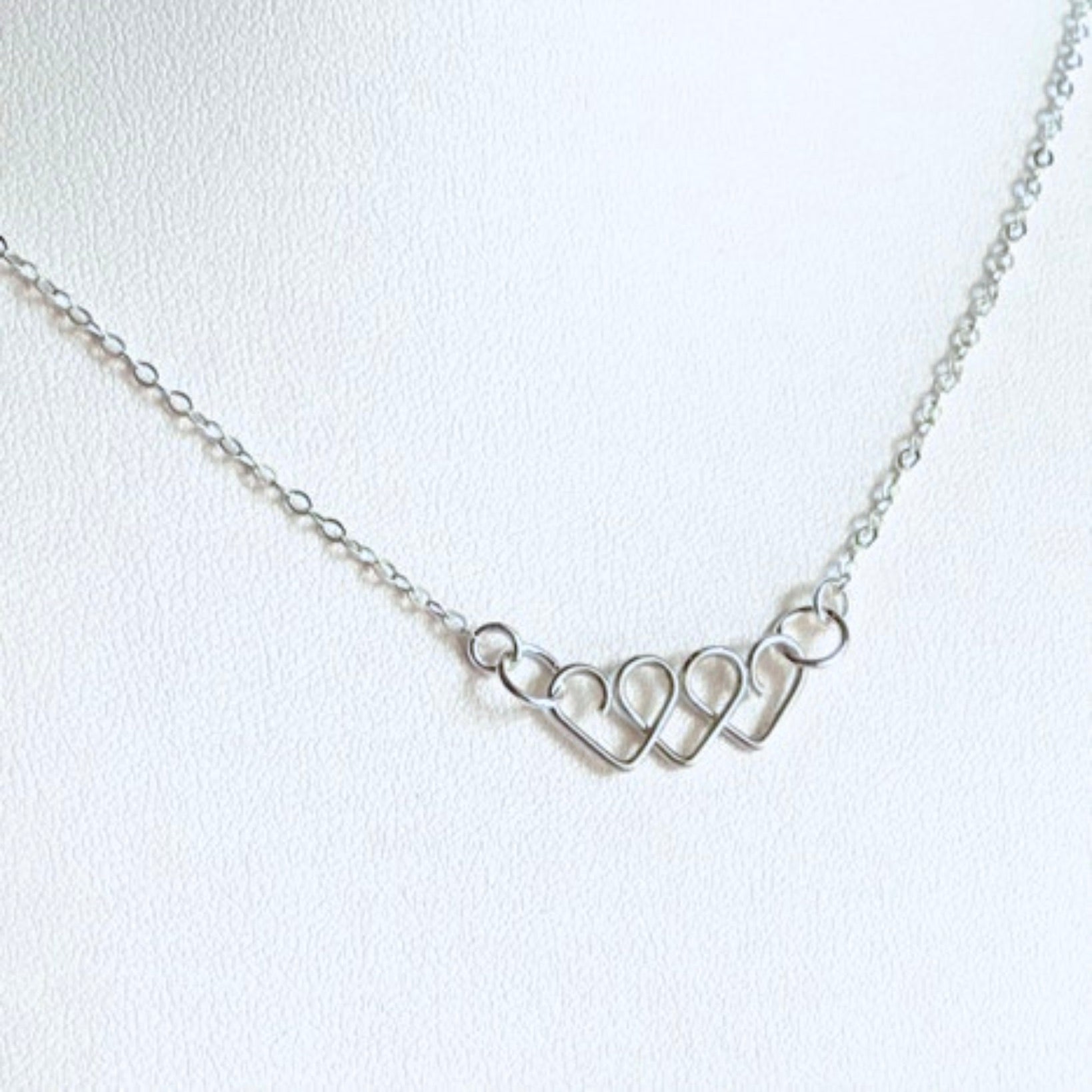 Chain of Hearts silver necklace |  Sterling silver |Wedding jewellery or Anniversary gift