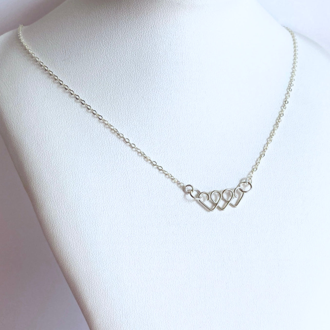 Chain of Hearts silver necklace |  Sterling silver |Wedding jewellery or Anniversary gift