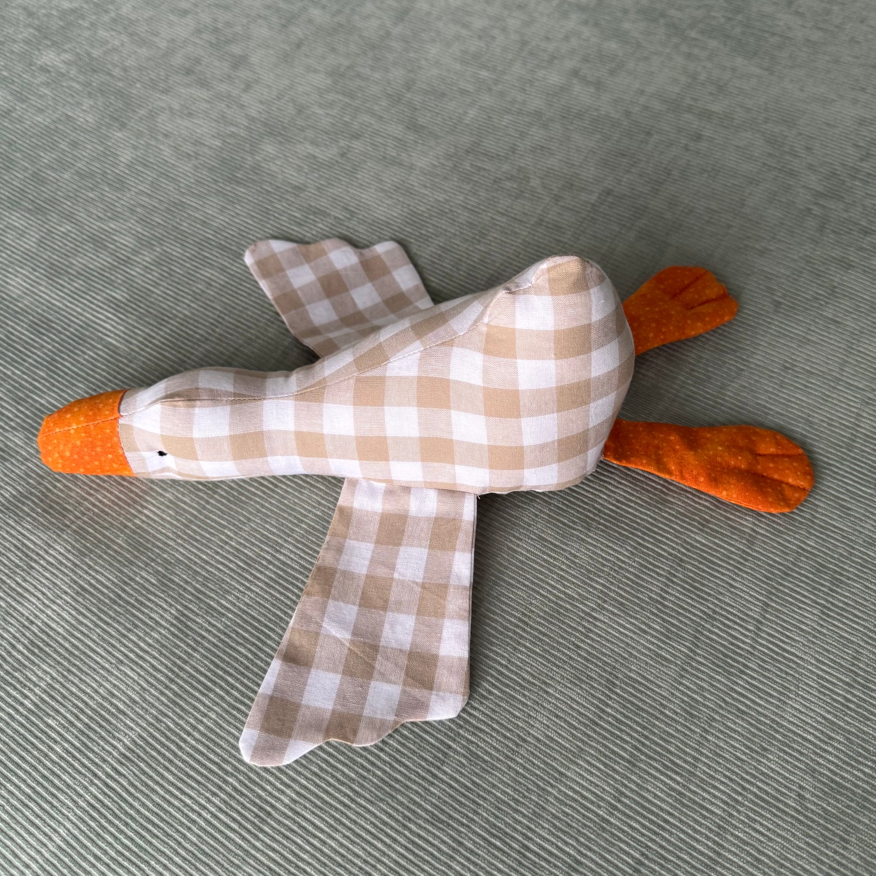 Handmade Goose , Cotton gingham soft toy,nursery decor.