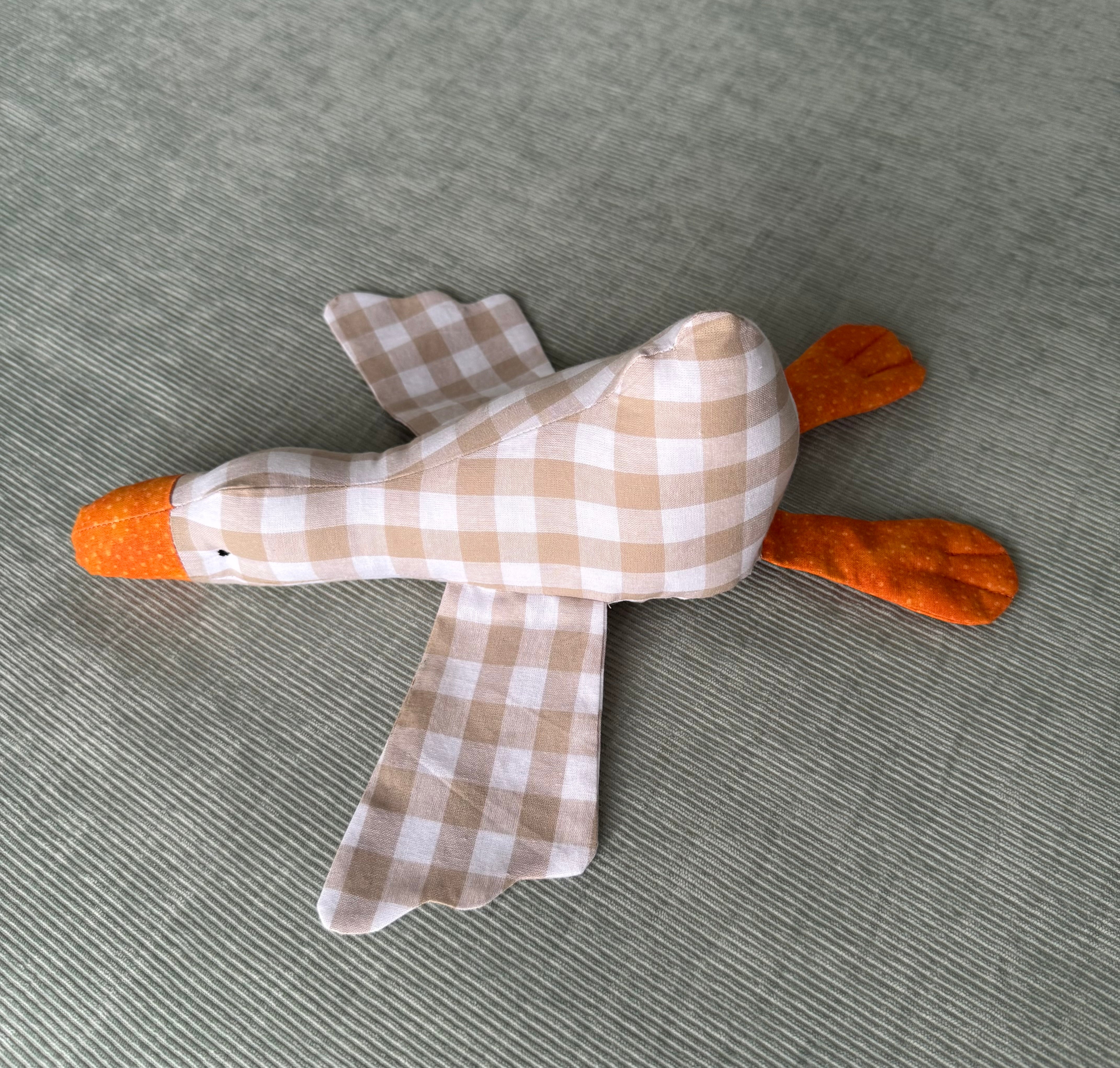 Handmade Goose , Cotton gingham soft toy,nursery decor.