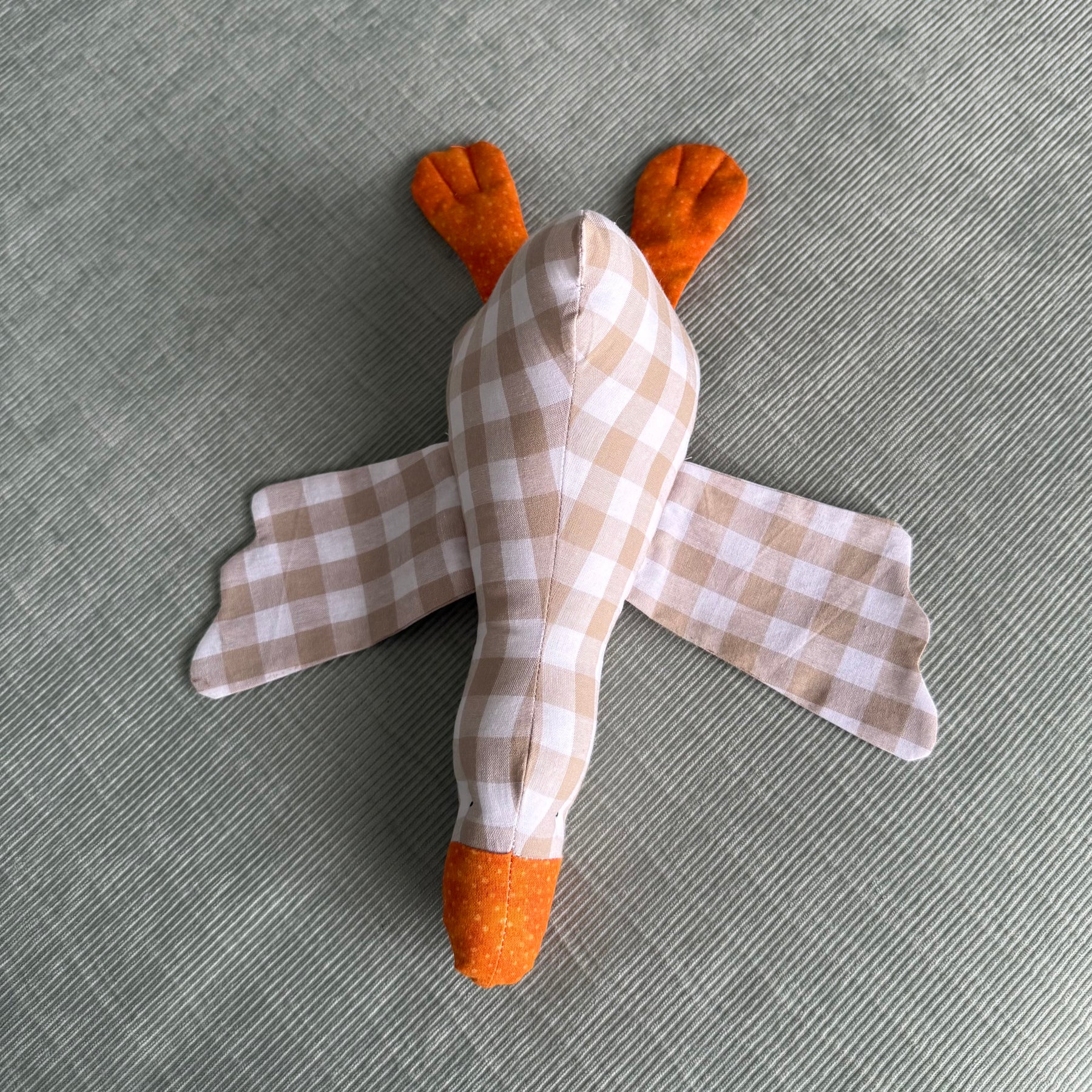 Handmade Goose , Cotton gingham soft toy,nursery decor.