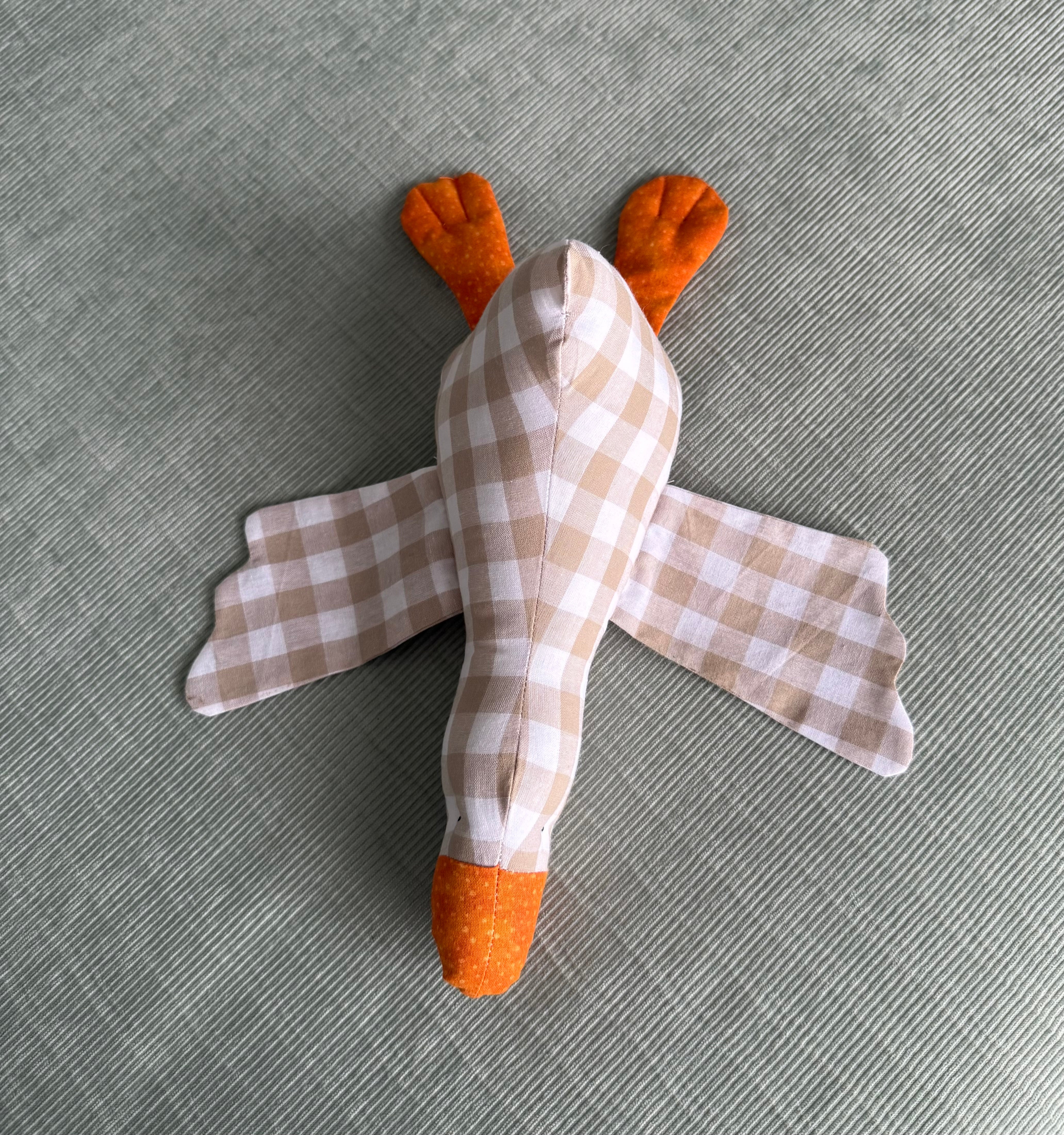 Handmade Goose , Cotton gingham soft toy,nursery decor.