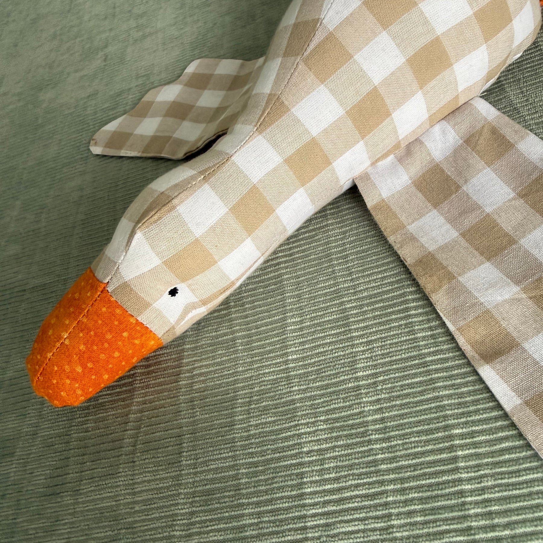Handmade Goose , Cotton gingham soft toy,nursery decor.