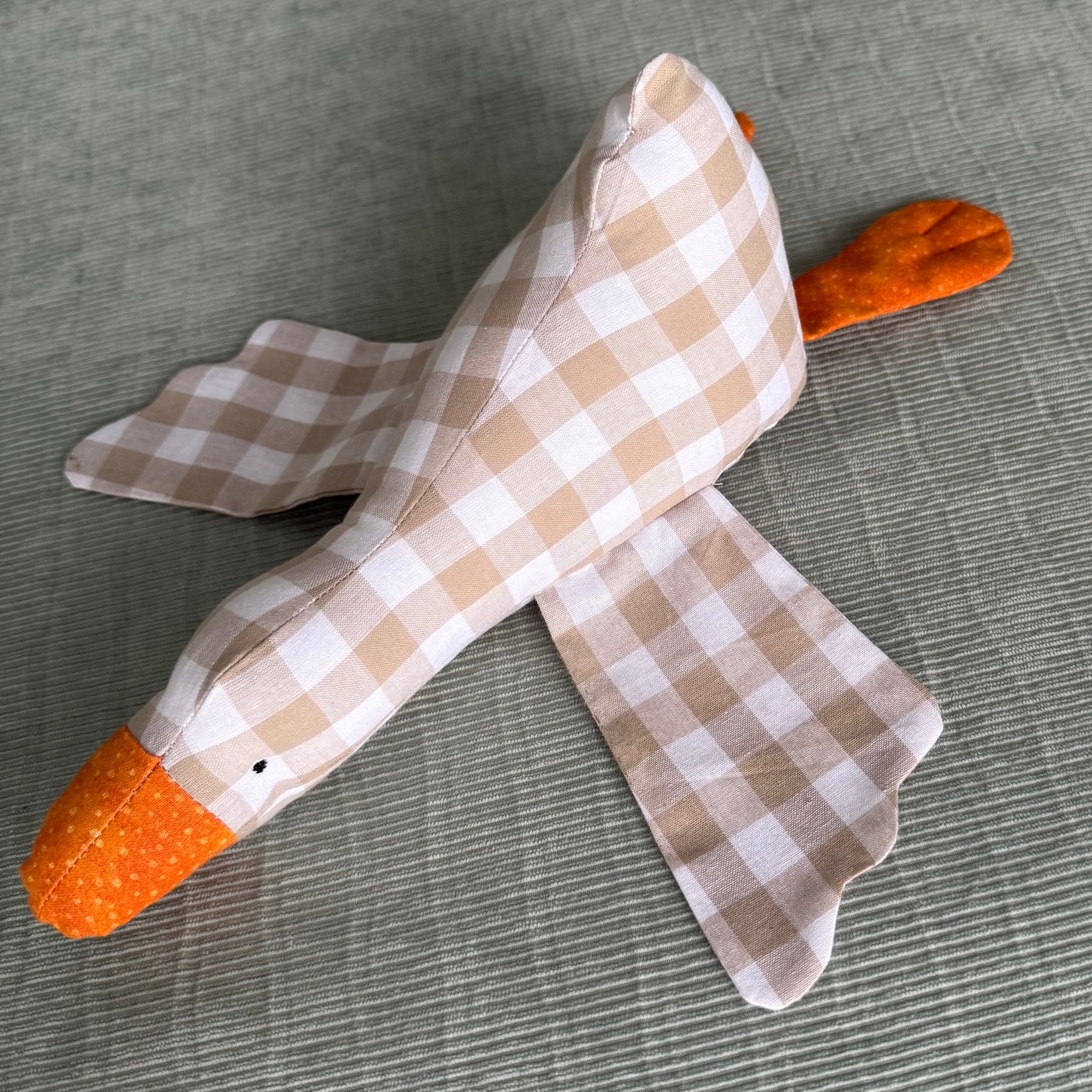 Handmade Goose , Cotton gingham soft toy,nursery decor.
