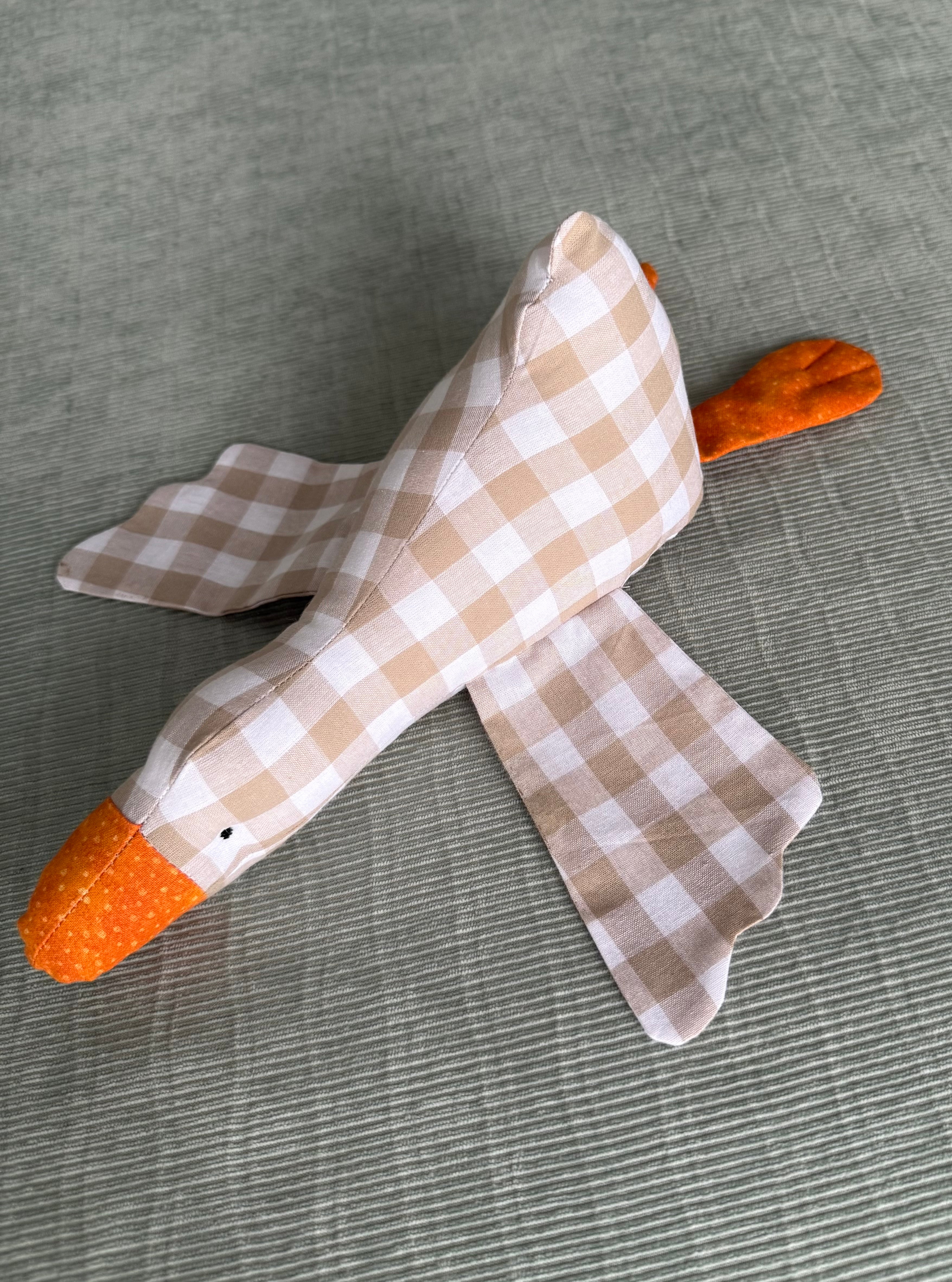 Handmade Goose , Cotton gingham soft toy,nursery decor.