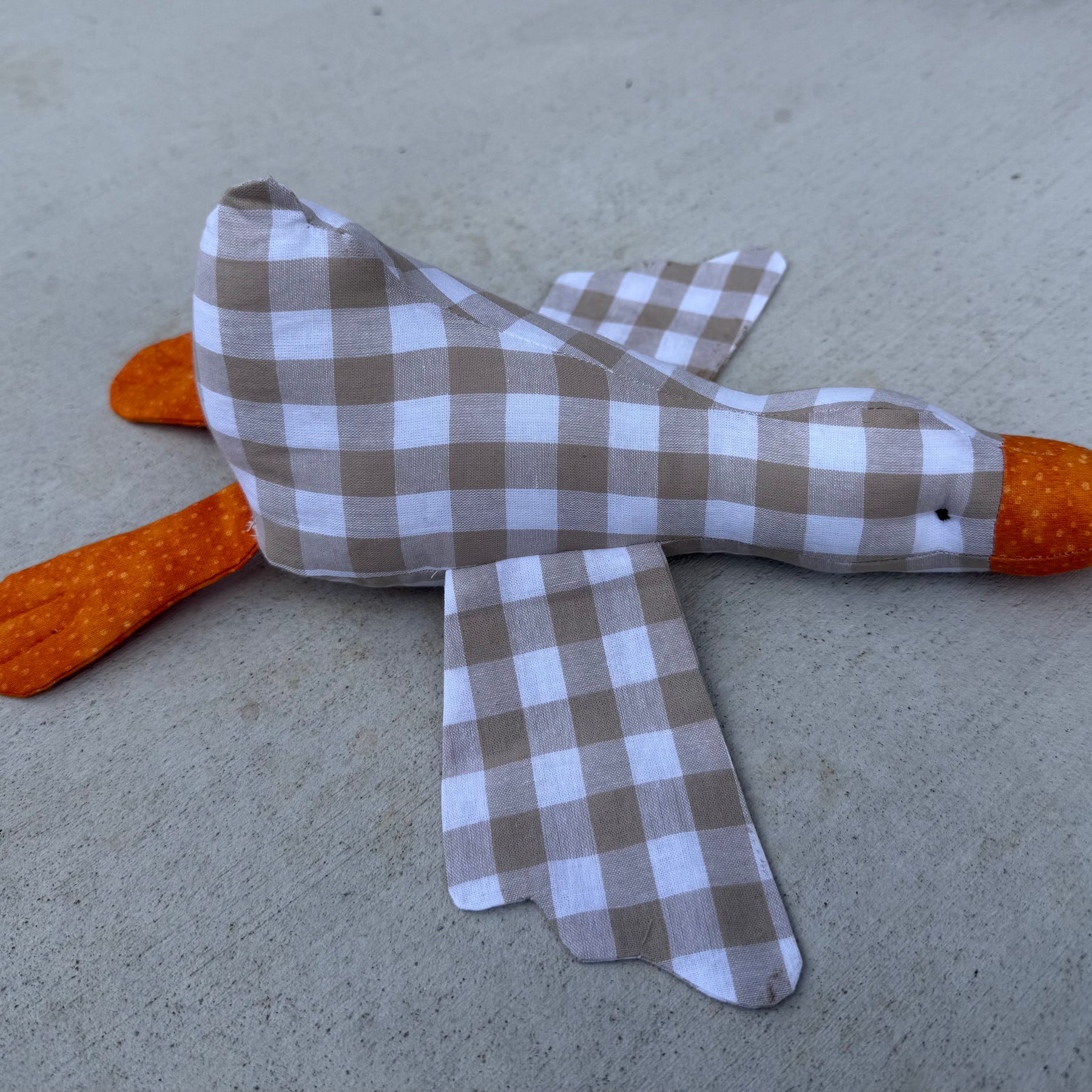 Handmade Goose , Cotton gingham soft toy,nursery decor.