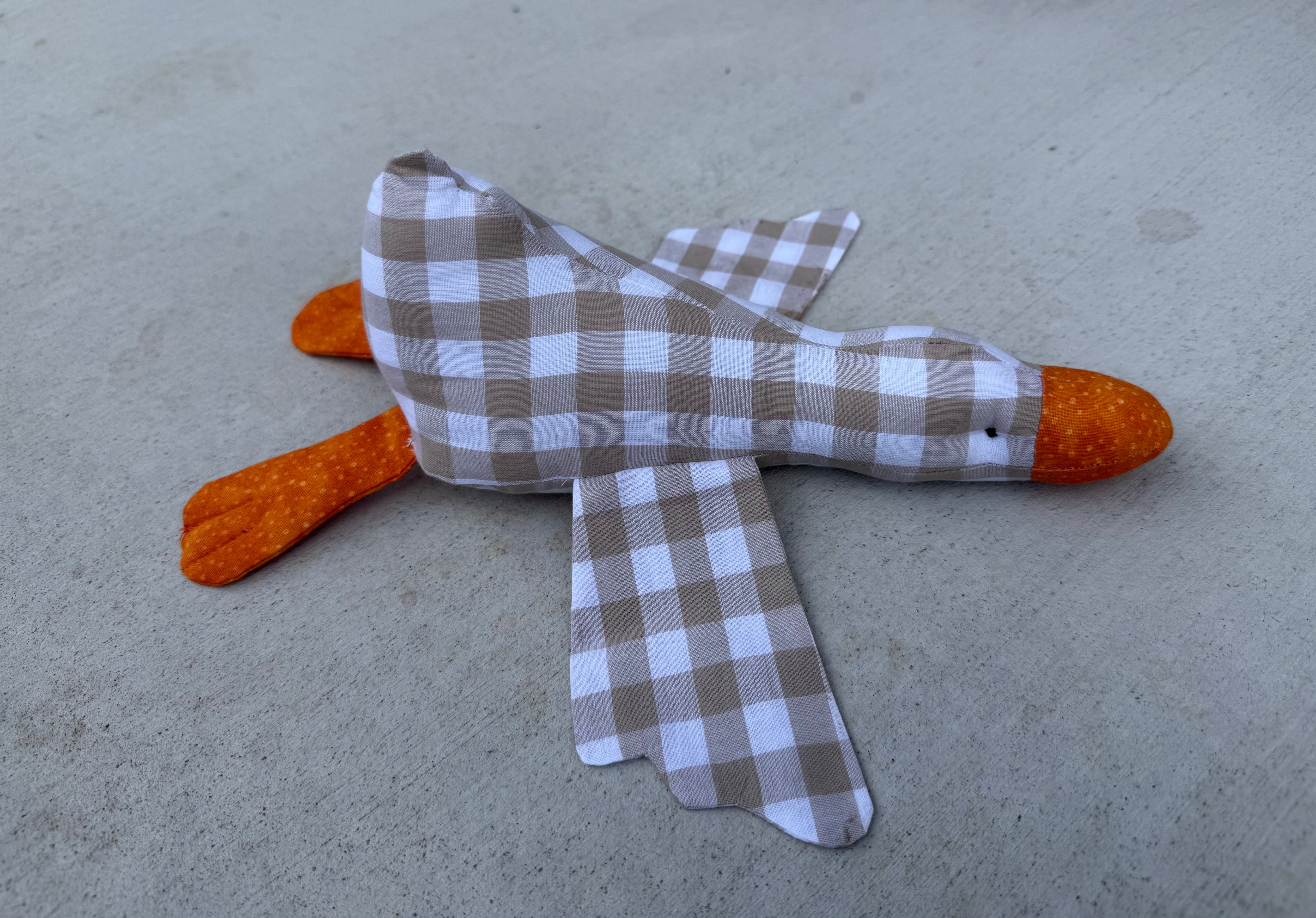 Handmade Goose , Cotton gingham soft toy,nursery decor.