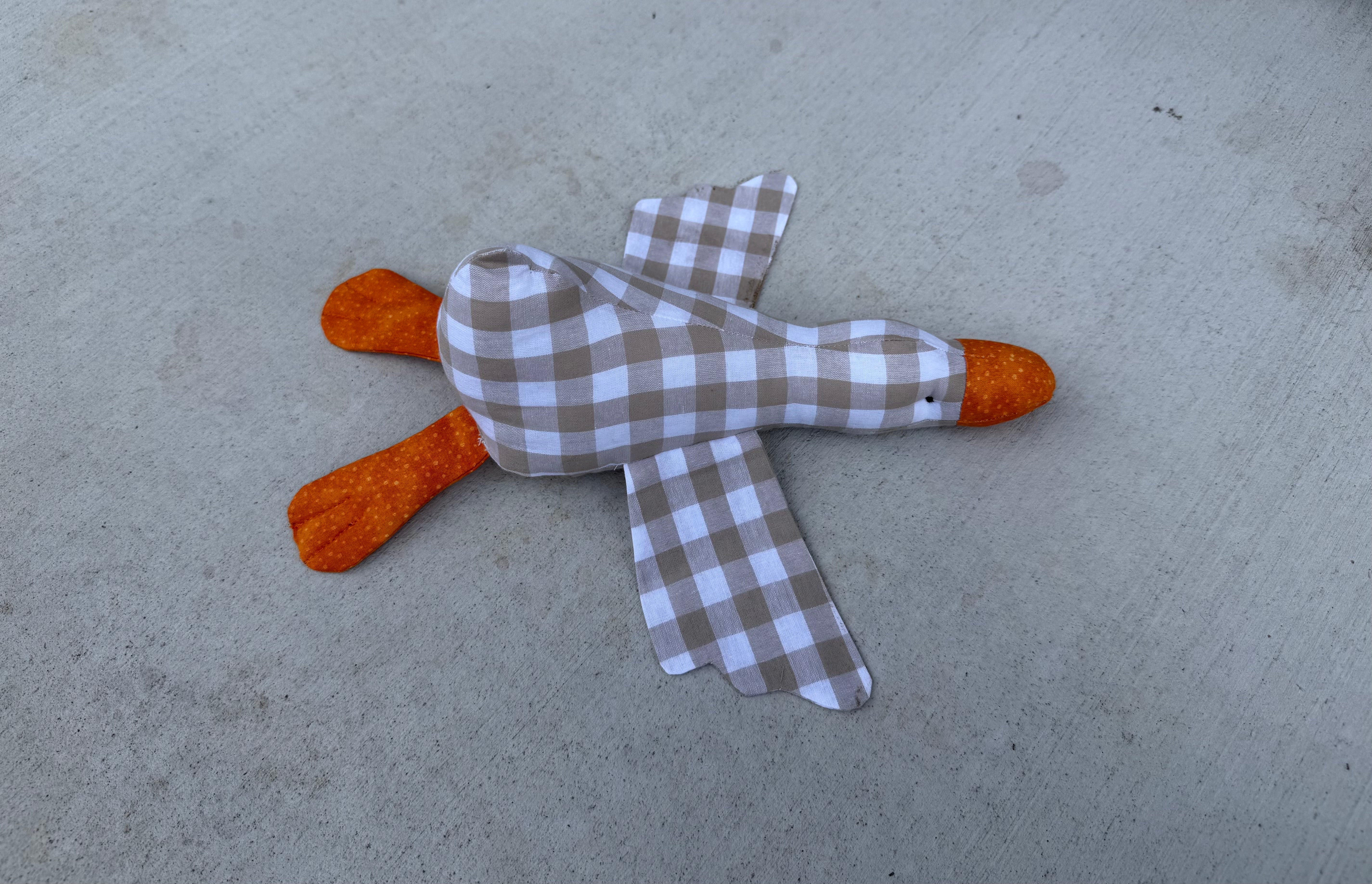 Handmade Goose , Cotton gingham soft toy,nursery decor.