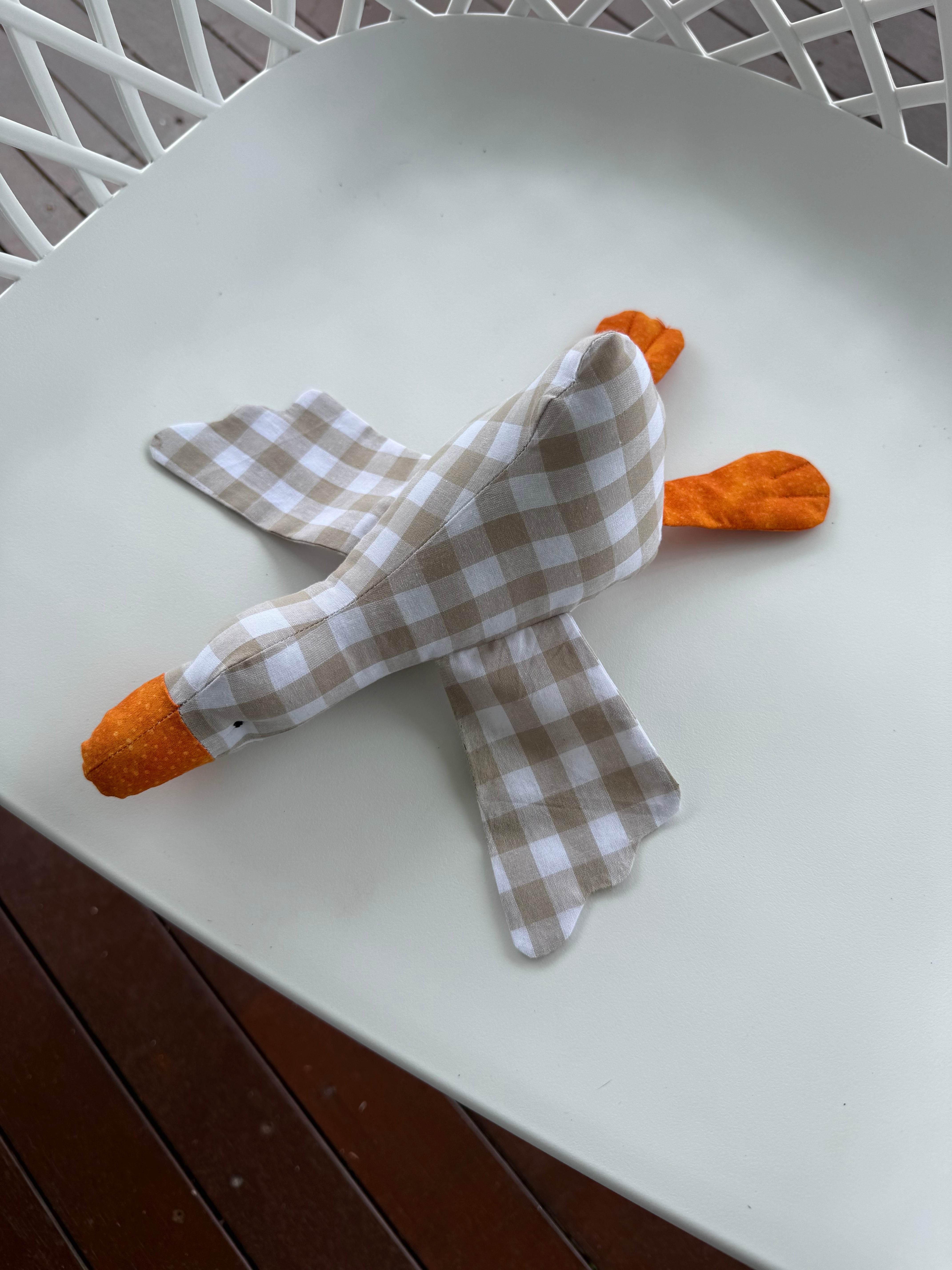 Handmade Goose , Cotton gingham soft toy,nursery decor.