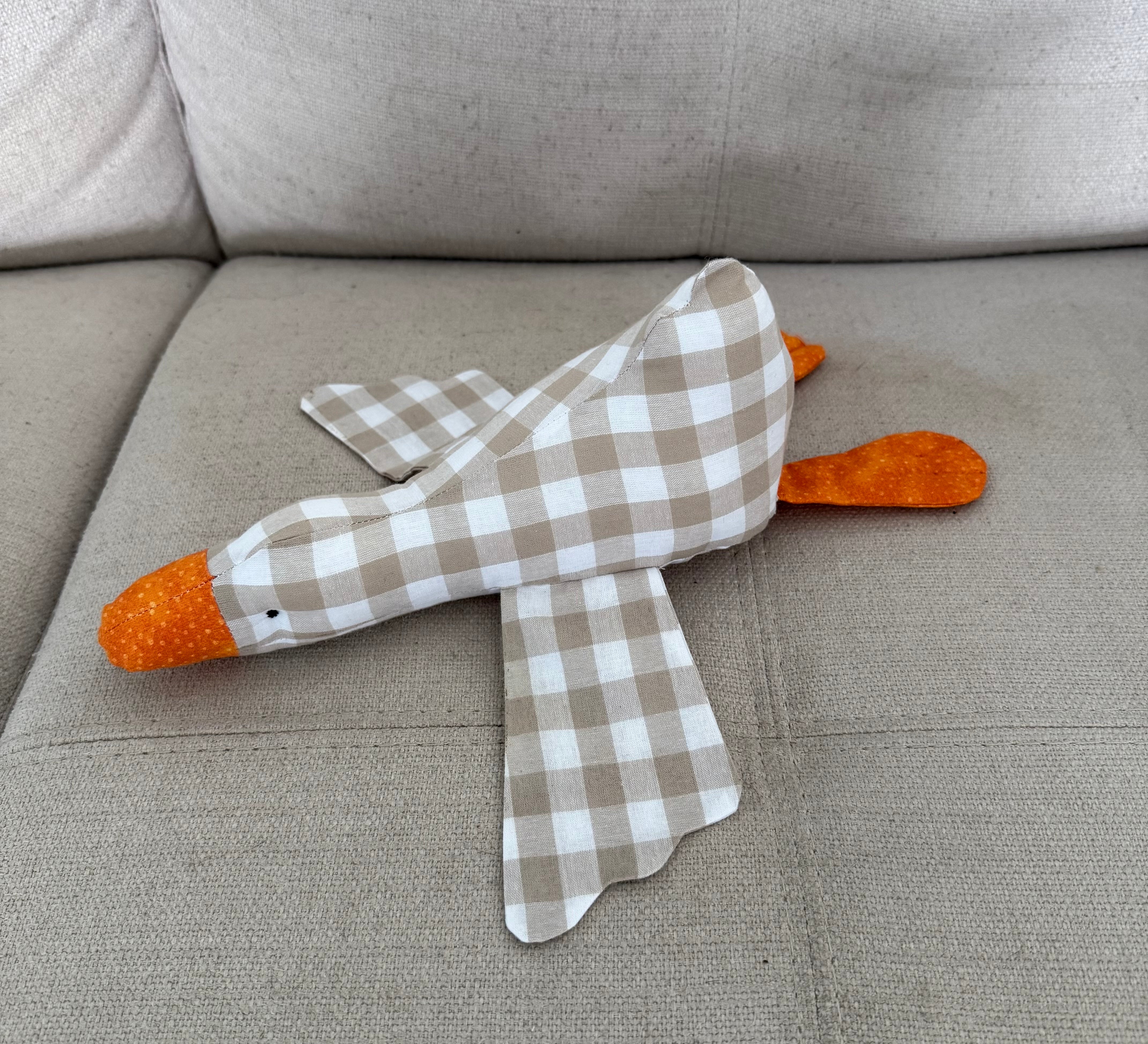 Handmade Goose , Cotton gingham soft toy,nursery decor.