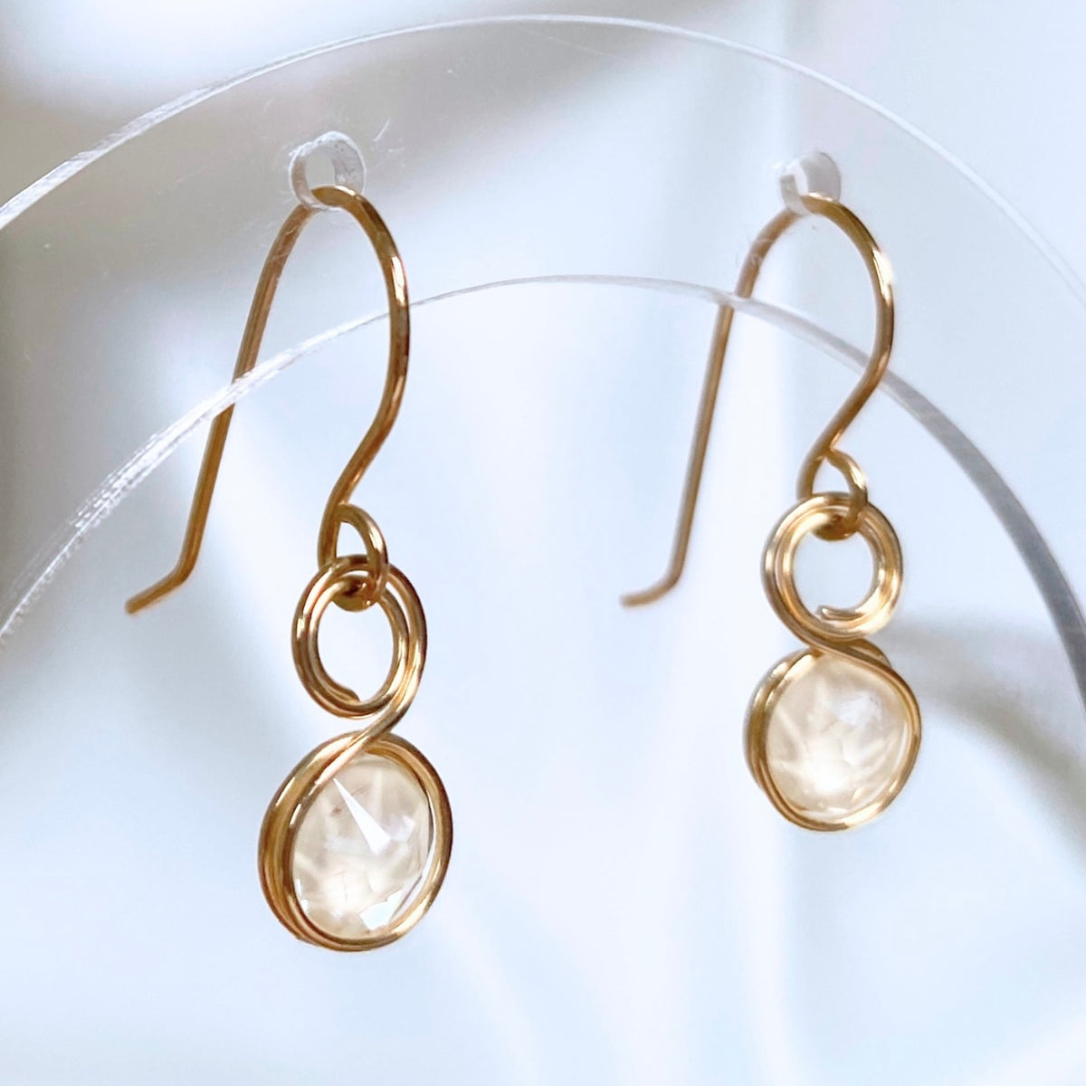 Birthstone crystal dangle earrings | 14k Gold-filled | Multiple options