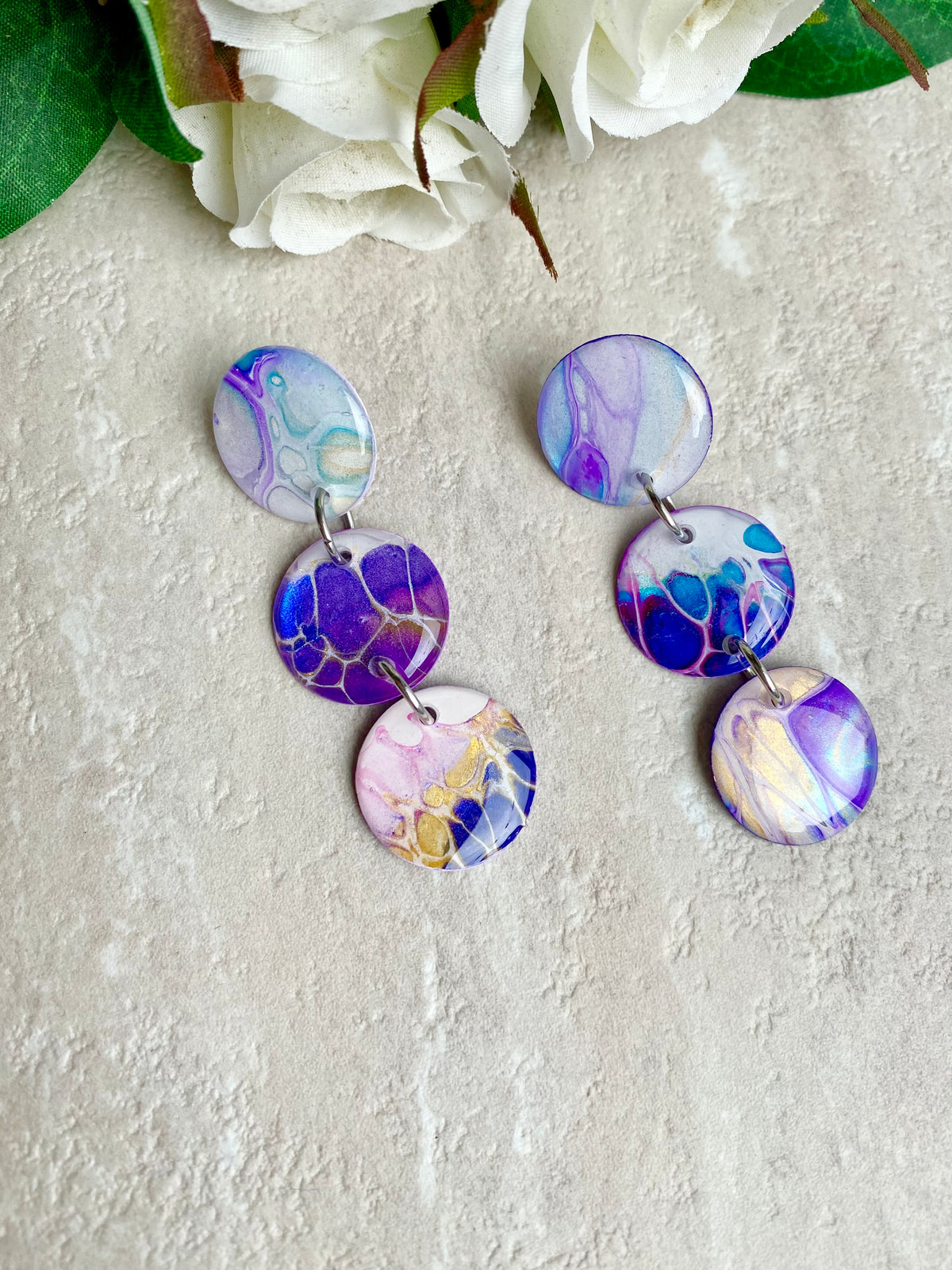 Artisan Hand Painted Stud Dangle Earrings