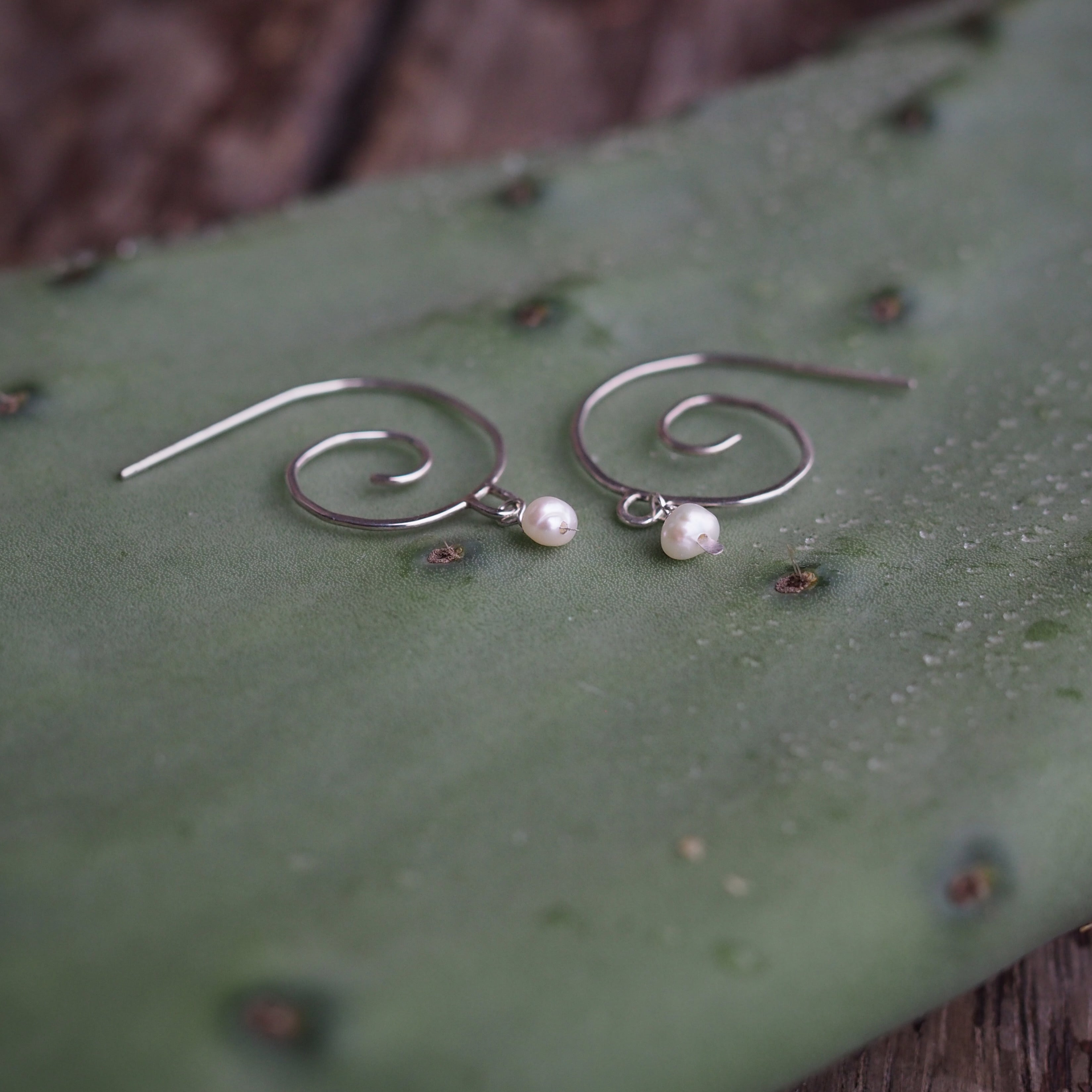 Spiral Pearl Earrings | Sterling Silver