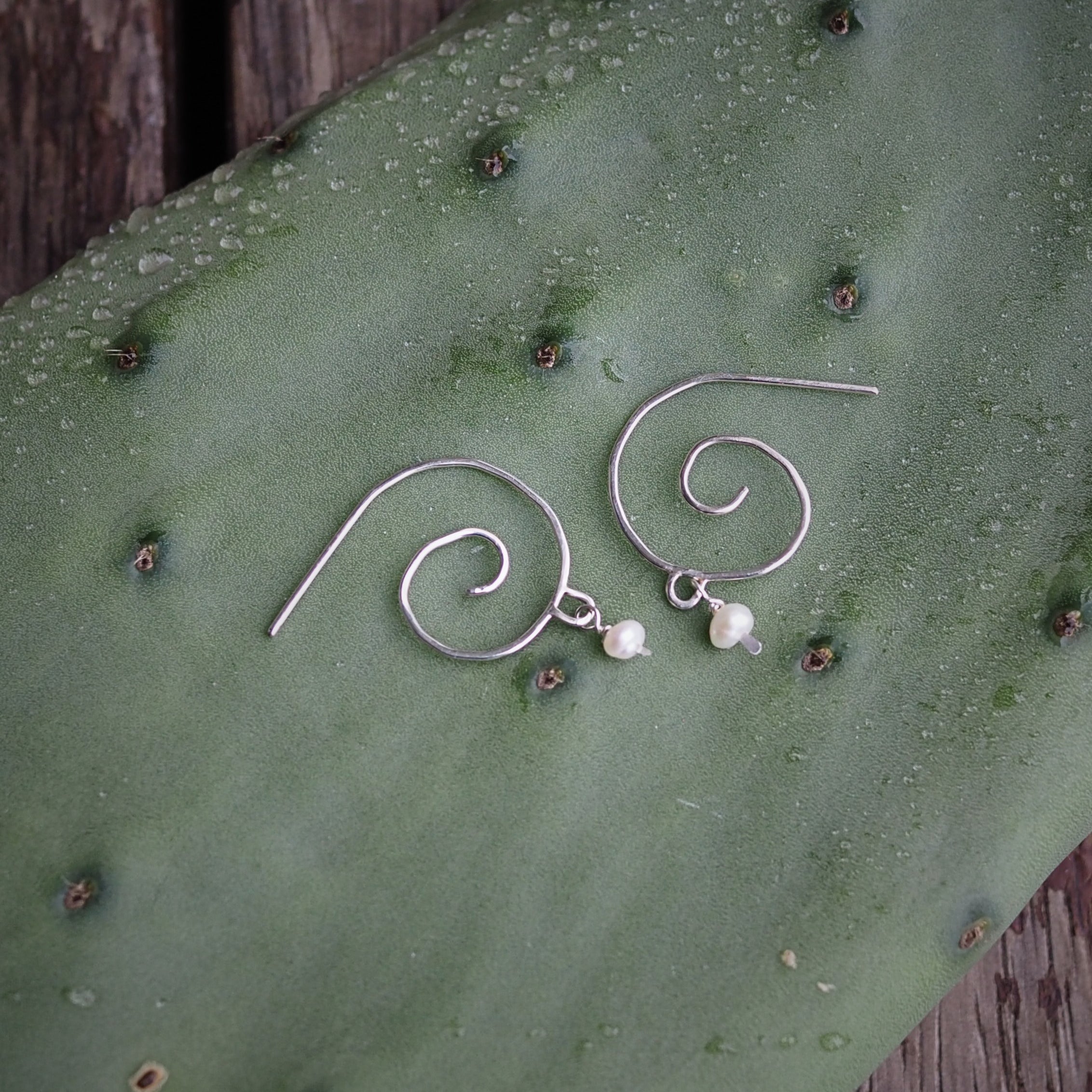 Spiral Pearl Earrings | Sterling Silver