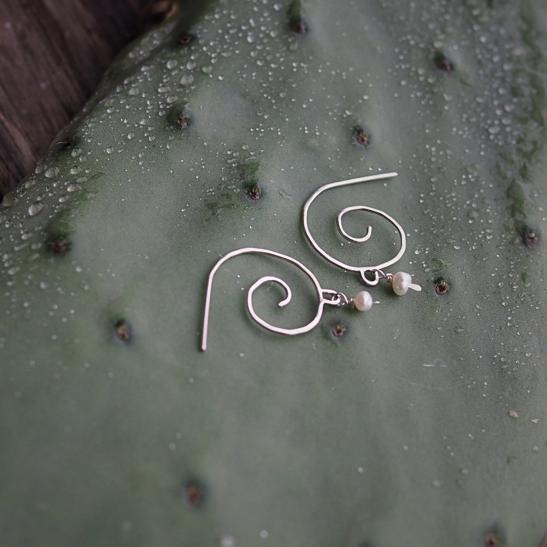 Spiral Pearl Earrings | Sterling Silver