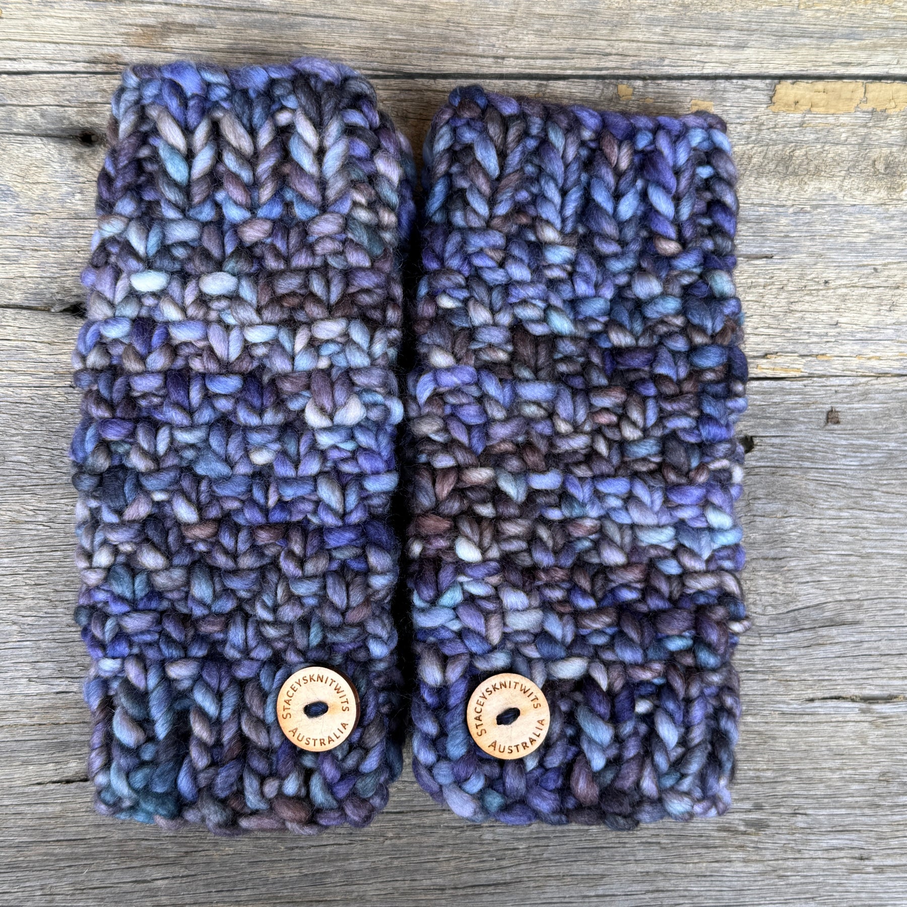 Hand knitted fingerless gloves, chunky warm merino texting gloves