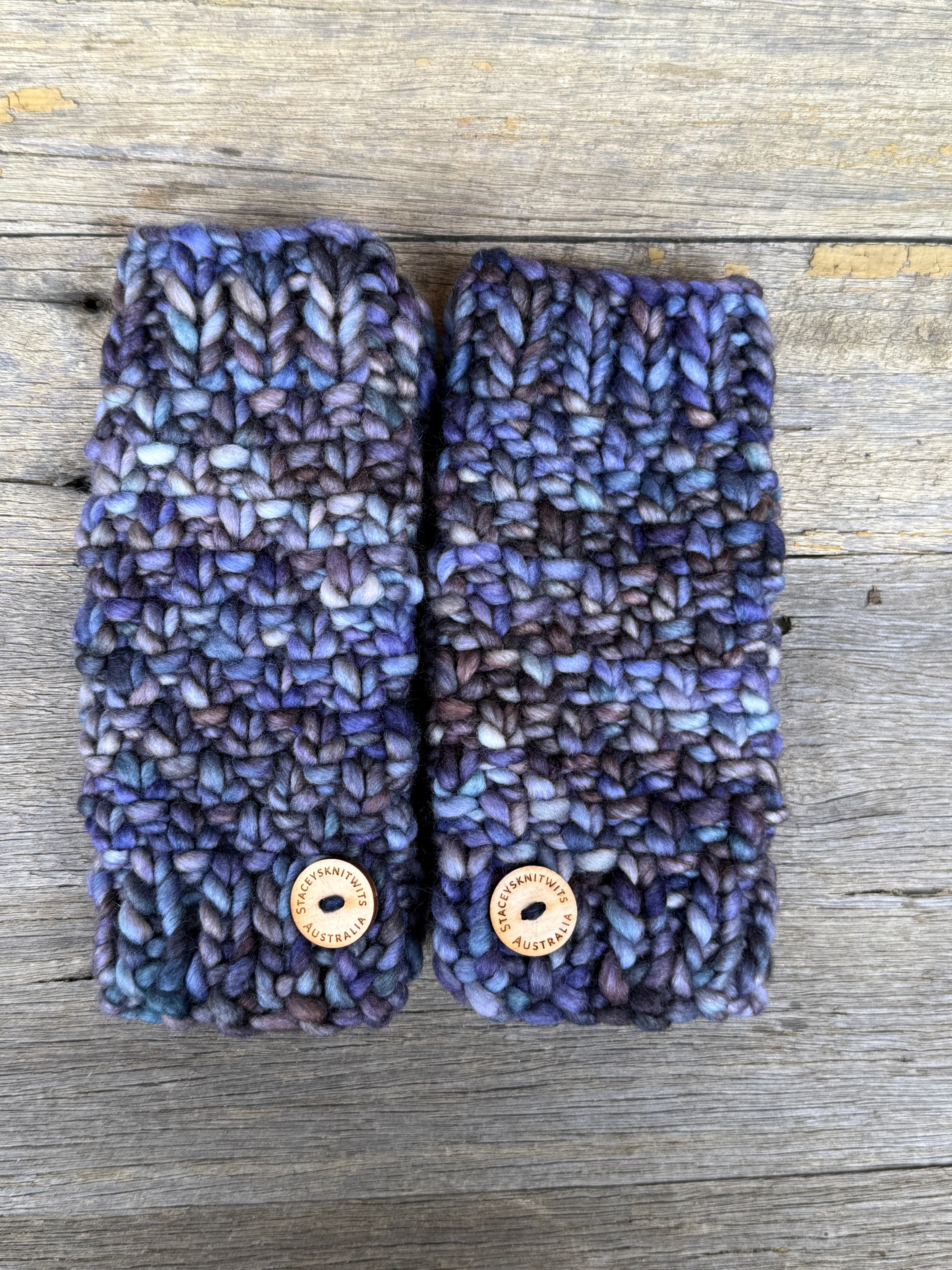 Hand knitted fingerless gloves, chunky warm merino texting gloves