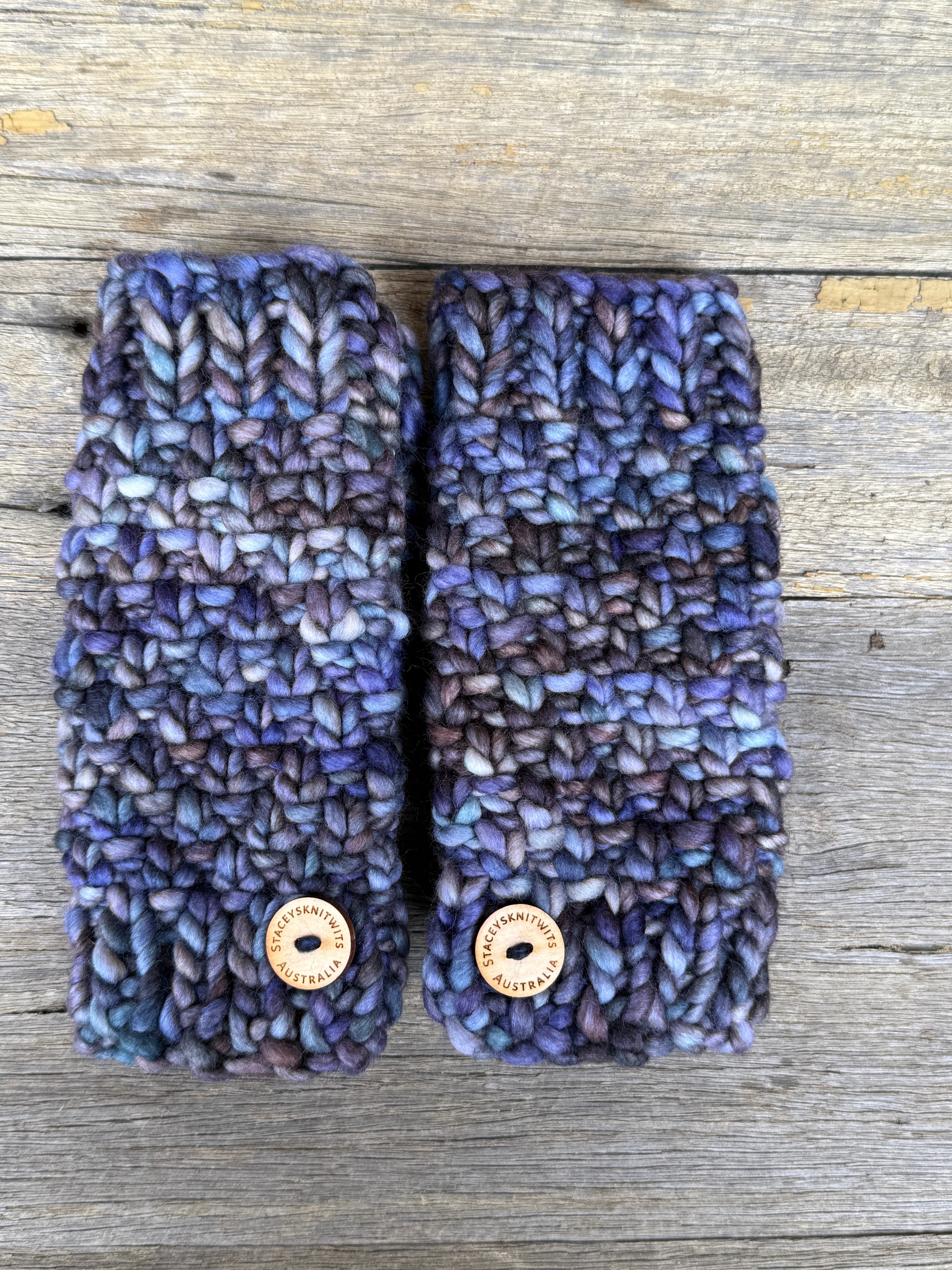 Hand knitted fingerless gloves, chunky warm merino texting gloves