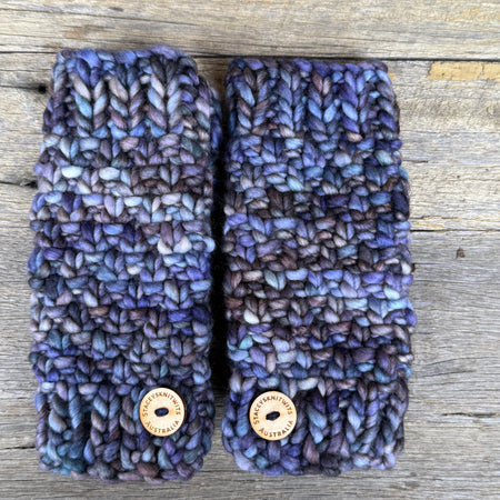 Hand knitted fingerless gloves, chunky warm merino texting gloves