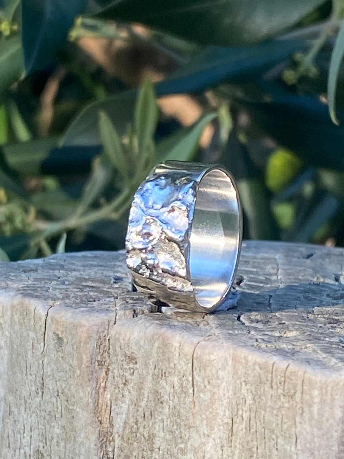 Almond Kernel Ring, Size P, Sterling Silver