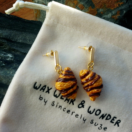 Chocolate Croissant Earrings | Food Inspired Statement Earrings