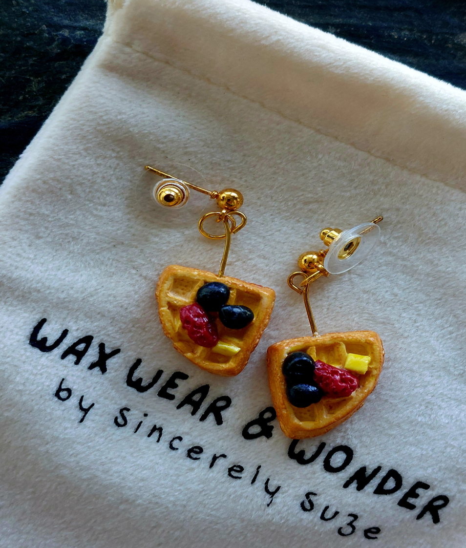 Waffle & Berry Earrings | Food Inspired Statement Earrings